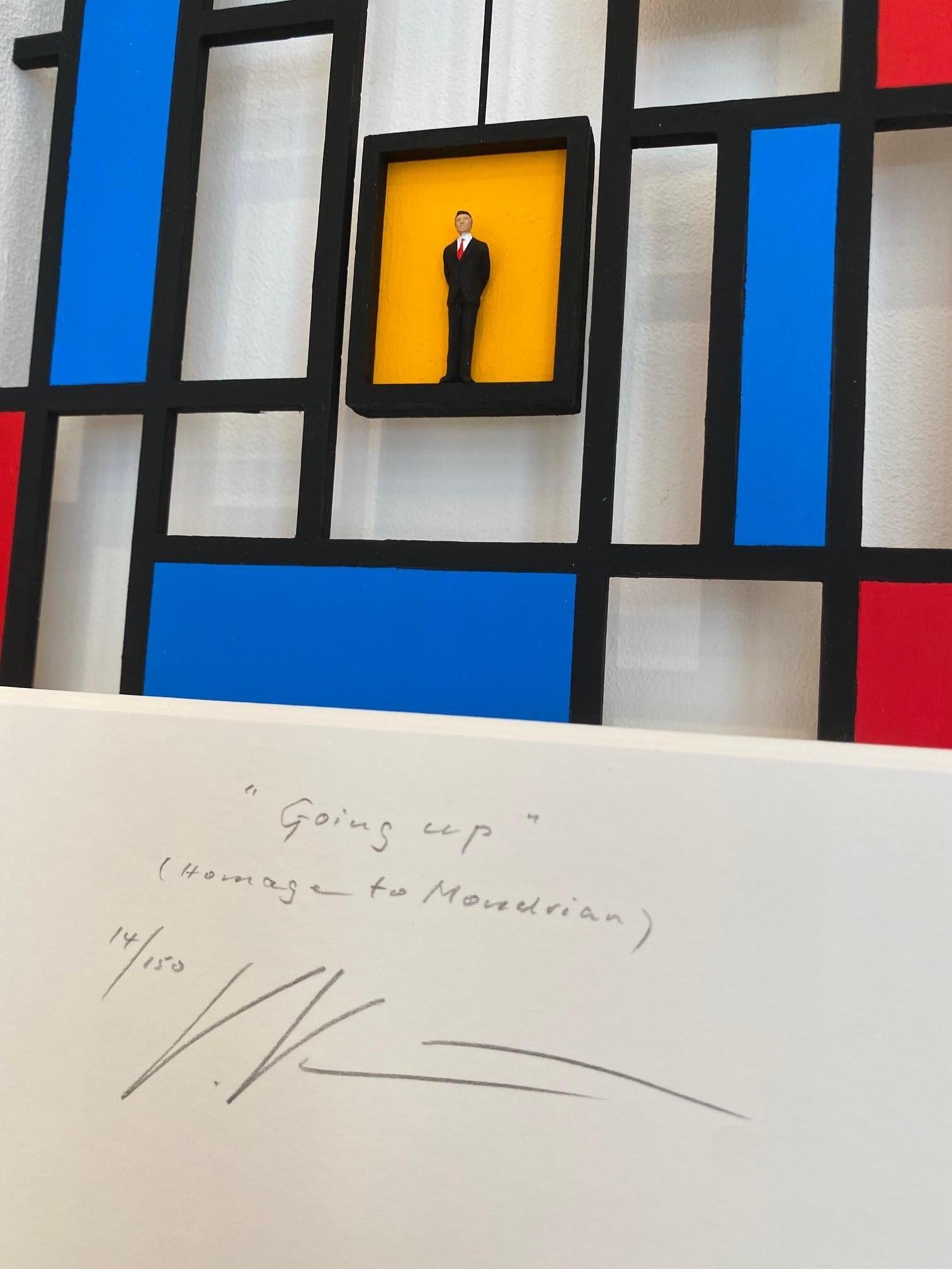 Hommage à Mondrian -Going Up- œuvre d'art contemporain, design hommage au maître hollandais en vente 2