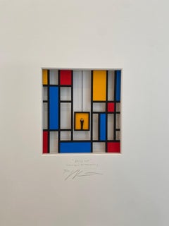 Homage to Mondrian -Going Up- contemporary art work, design tribute Dutch master
