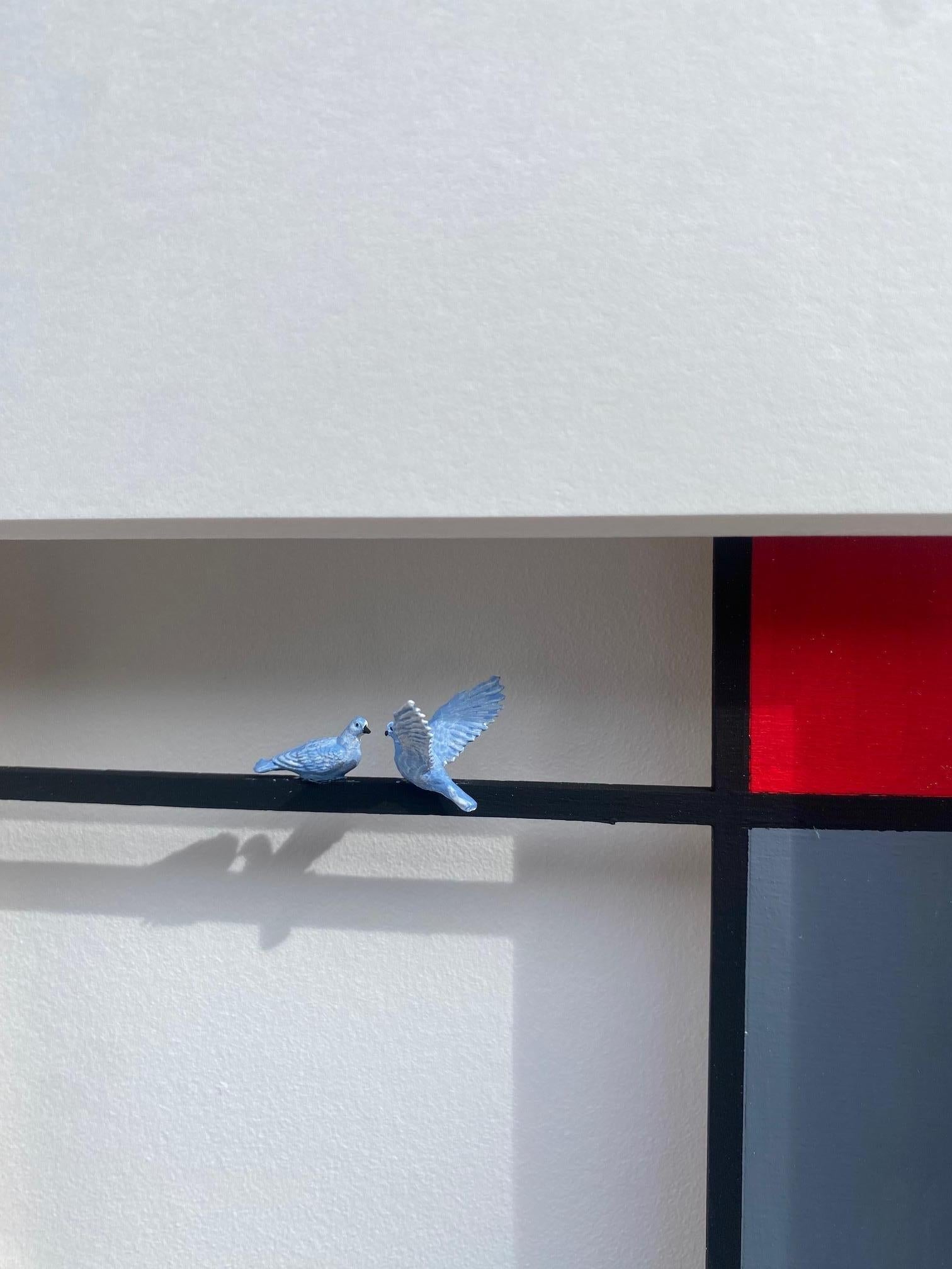 Homage to Mondrian - Perch - contemporary art work, design tribute Dutch master For Sale 1