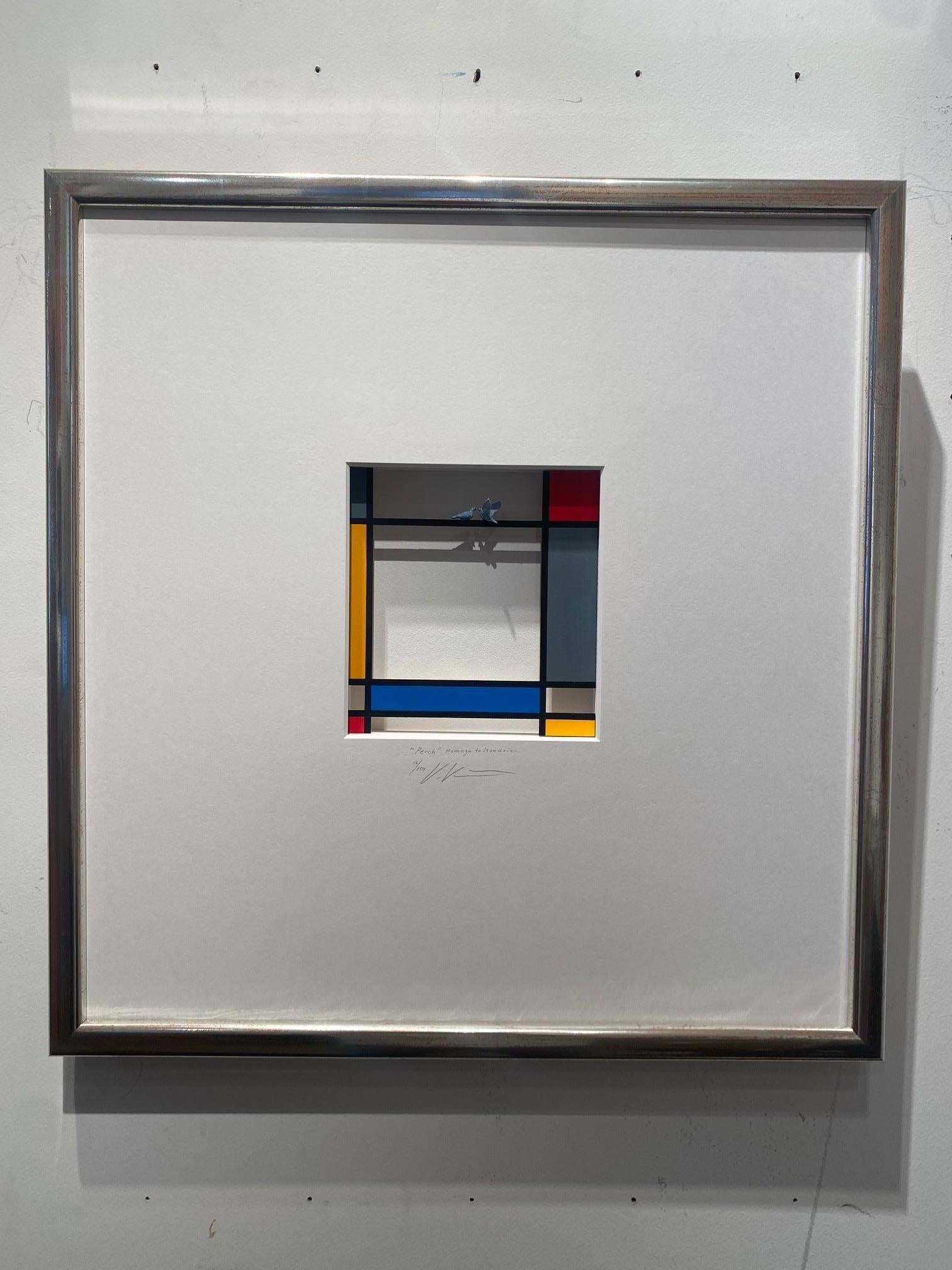 Hommage an Mondrian - Perch - zeitgenössisches Kunstwerk, Design Hommage an den niederländischen Meister im Angebot 3