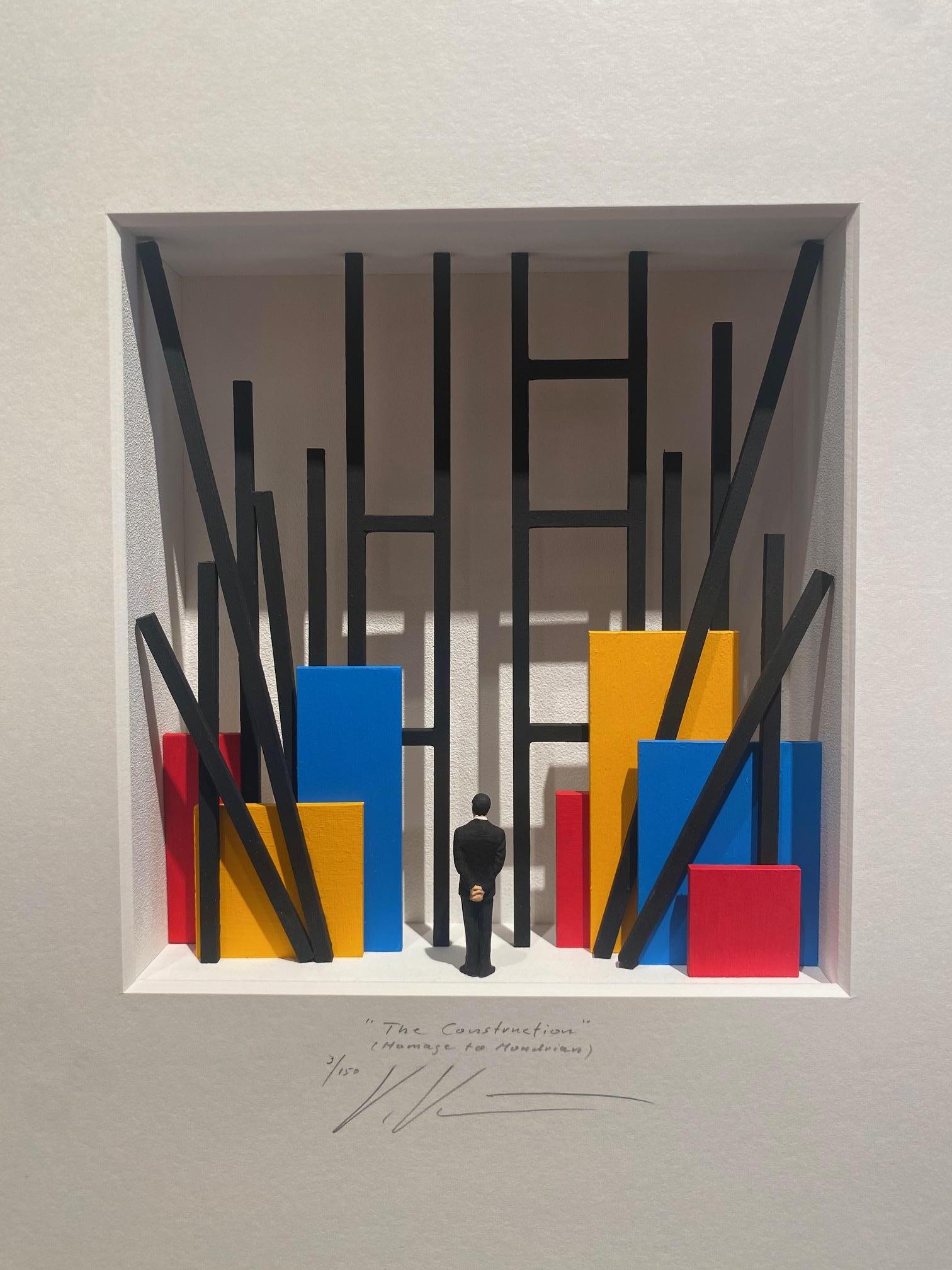 Homage to Mondrian -The Construction - contemporary art tribute Dutch master For Sale 1