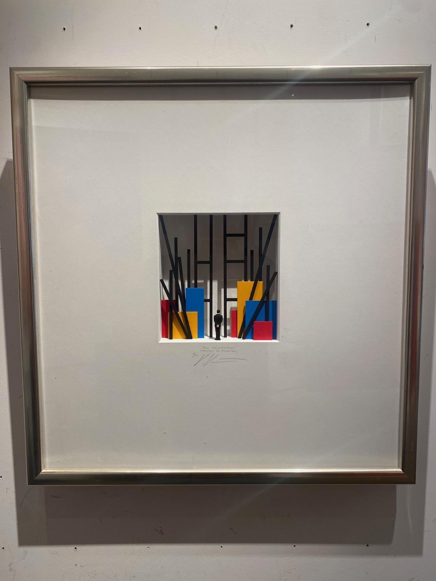 Homage to Mondrian -The Construction - contemporary art tribute Dutch master For Sale 2