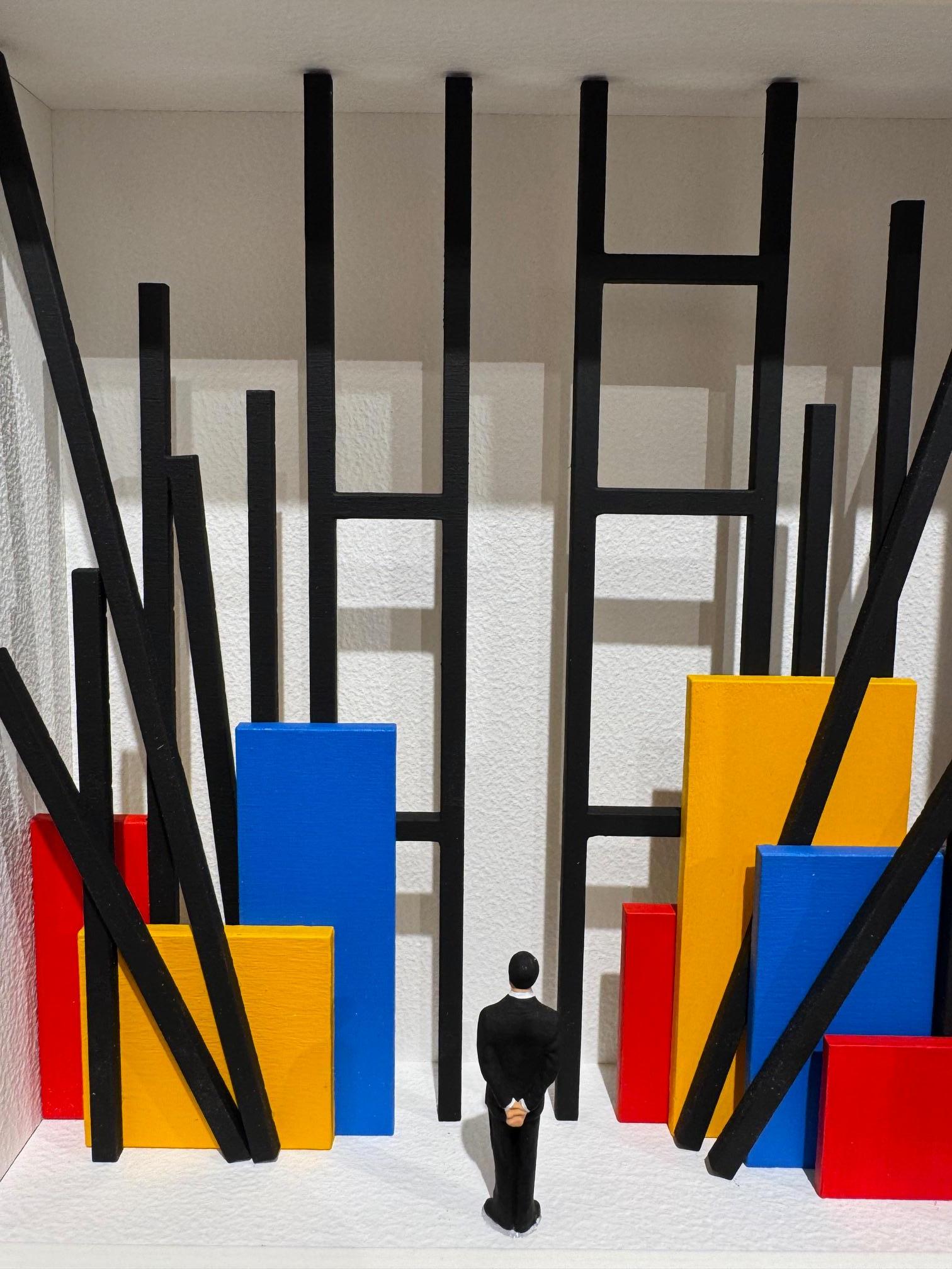 Omaggio a Mondrian - La costruzione - tributo d'arte contemporanea al maestro olandese in vendita 3