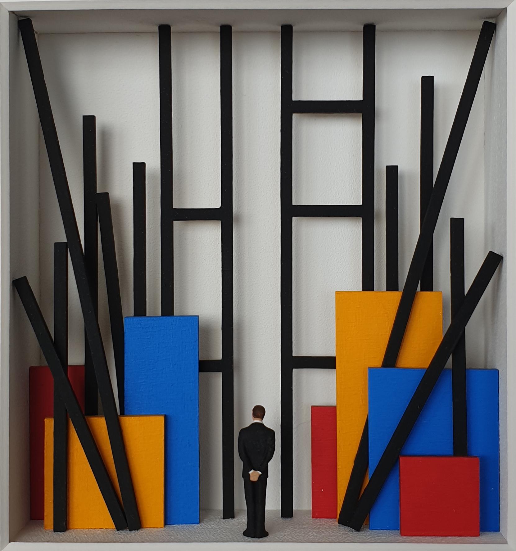 Homage to Mondrian -The Construction - contemporary art tribute Dutch master