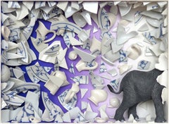 Omaggio a Schnabel - opera d'arte contemporanea Elefante nel negozio di porcellane