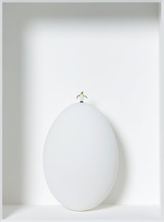 I'm So Happy - contemporary art in boxes work by Volker Kuhn penguin on egg
