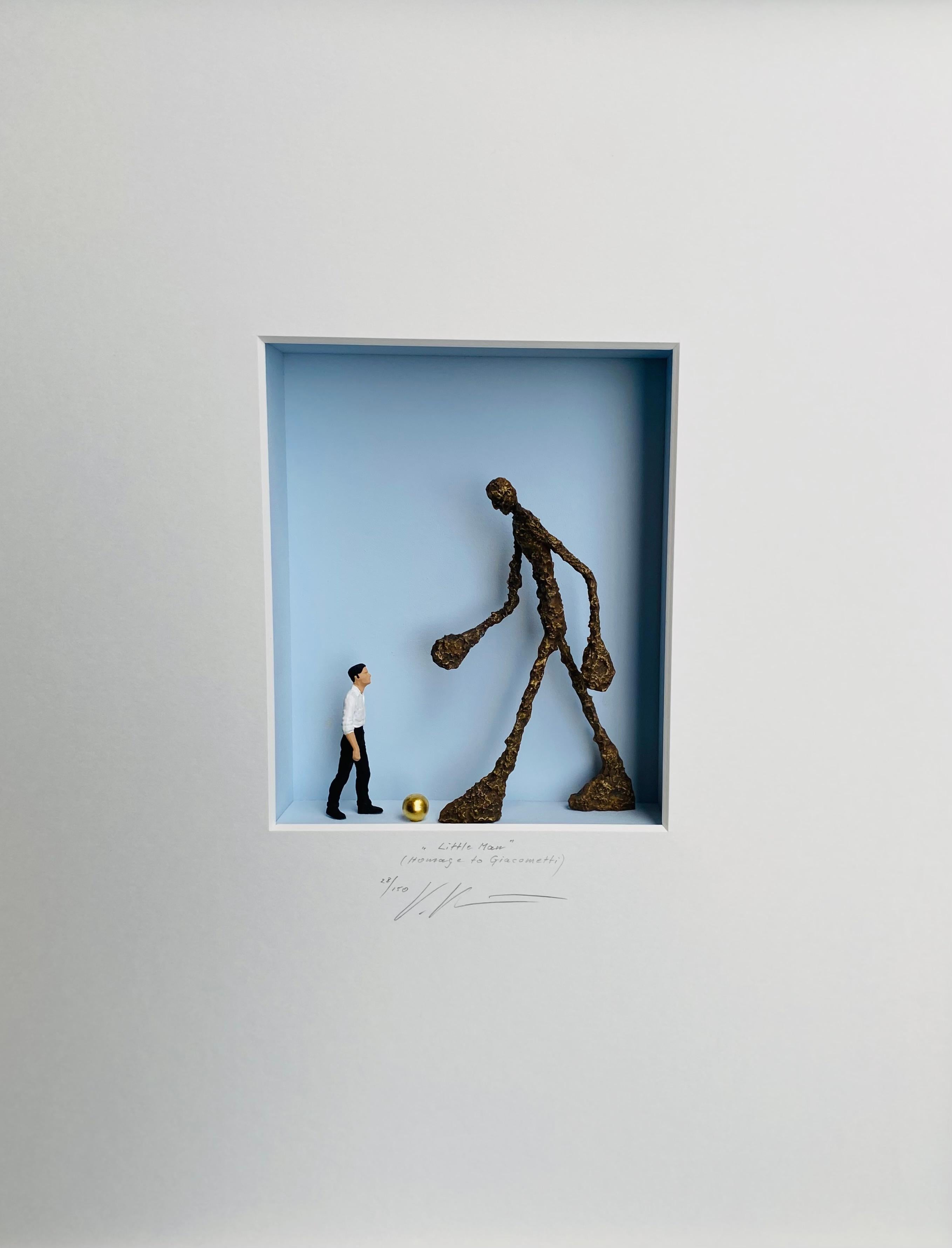 Little Man - Homage to Giacometti minimalist contemporary artwork by Volker Kuhn
