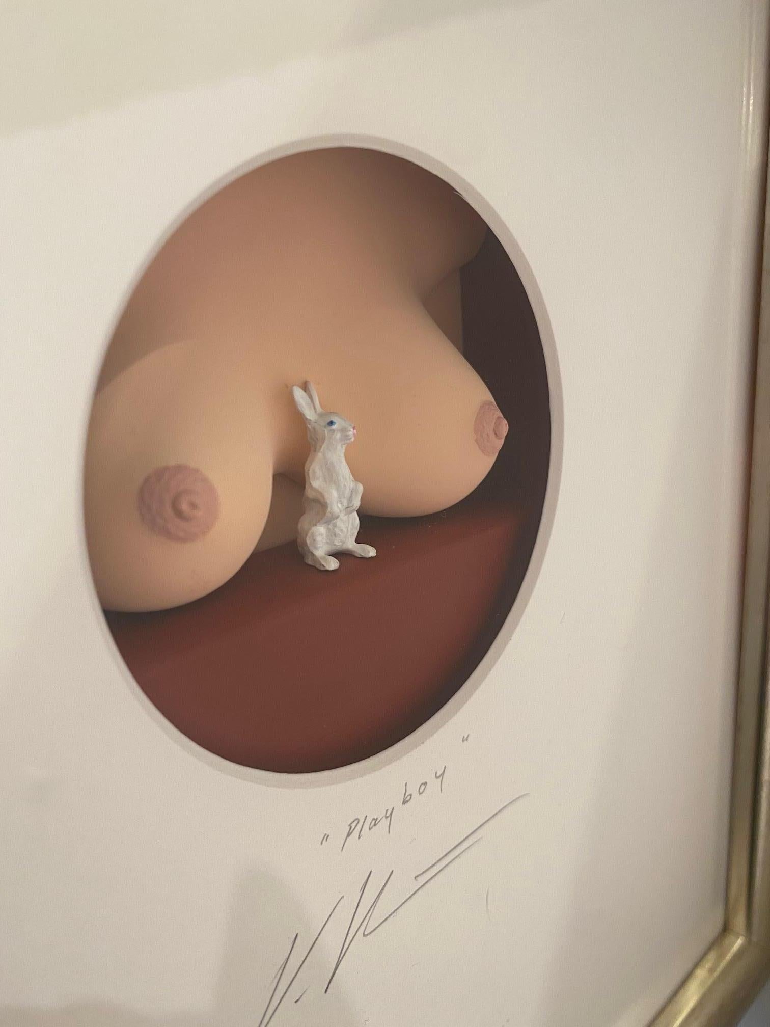 Playboy - original contemporary sexy minimalist art work by Volker Kuhn For Sale 1