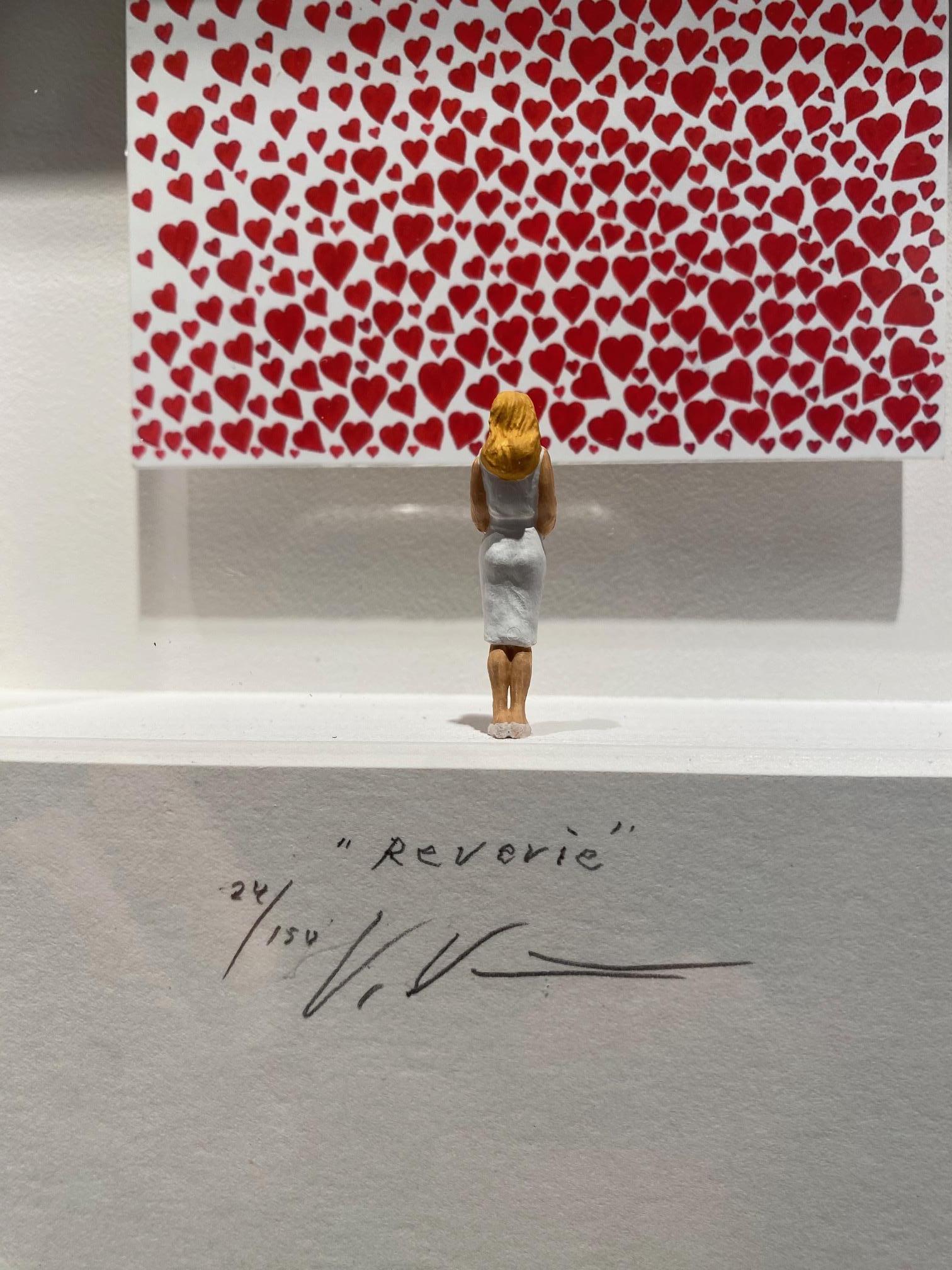 Rapture - art contemporain minimaliste en boîte œuvres d'art de Volker Kuhn cœurs d'amour en vente 1