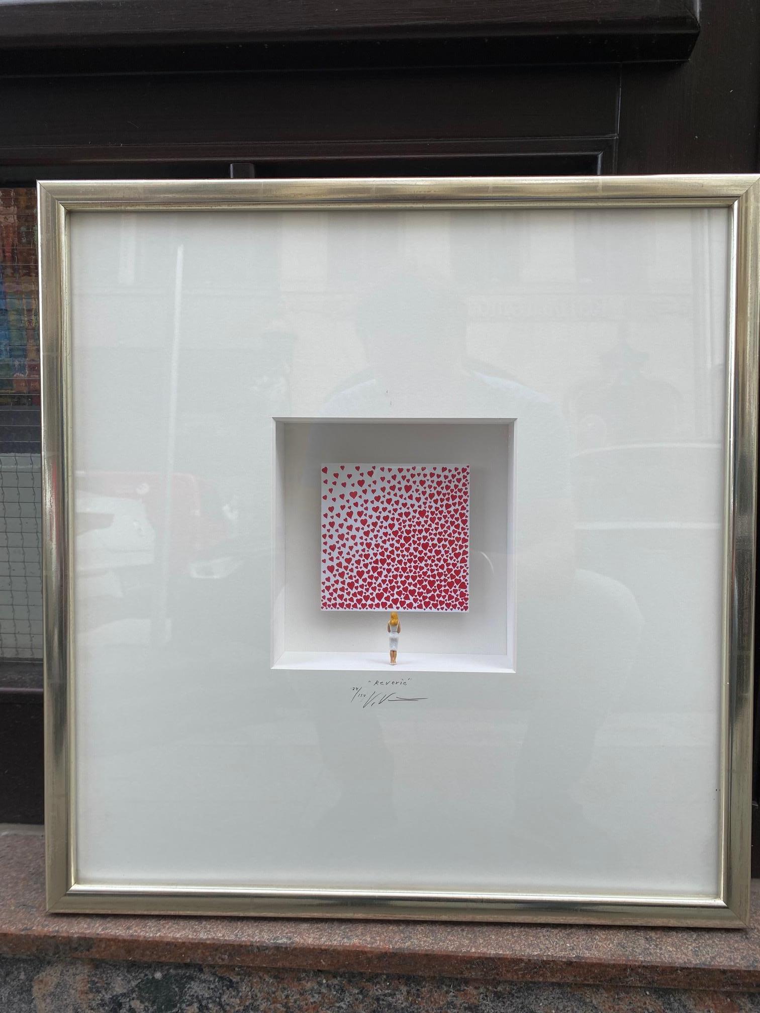 Rapture - art contemporain minimaliste en boîte œuvres d'art de Volker Kuhn cœurs d'amour en vente 3