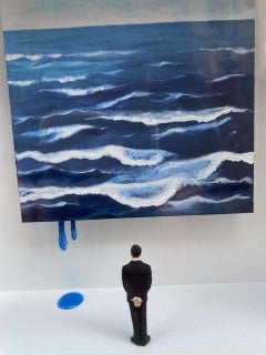 Roaring Waves -contemporary art in boxes artwork by Volker Kuhn surrealist ocean