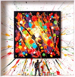 Splash of Color - œuvre d'art contemporaine dans des boîtes de Volker Kuhn - éclaboussures abstraites