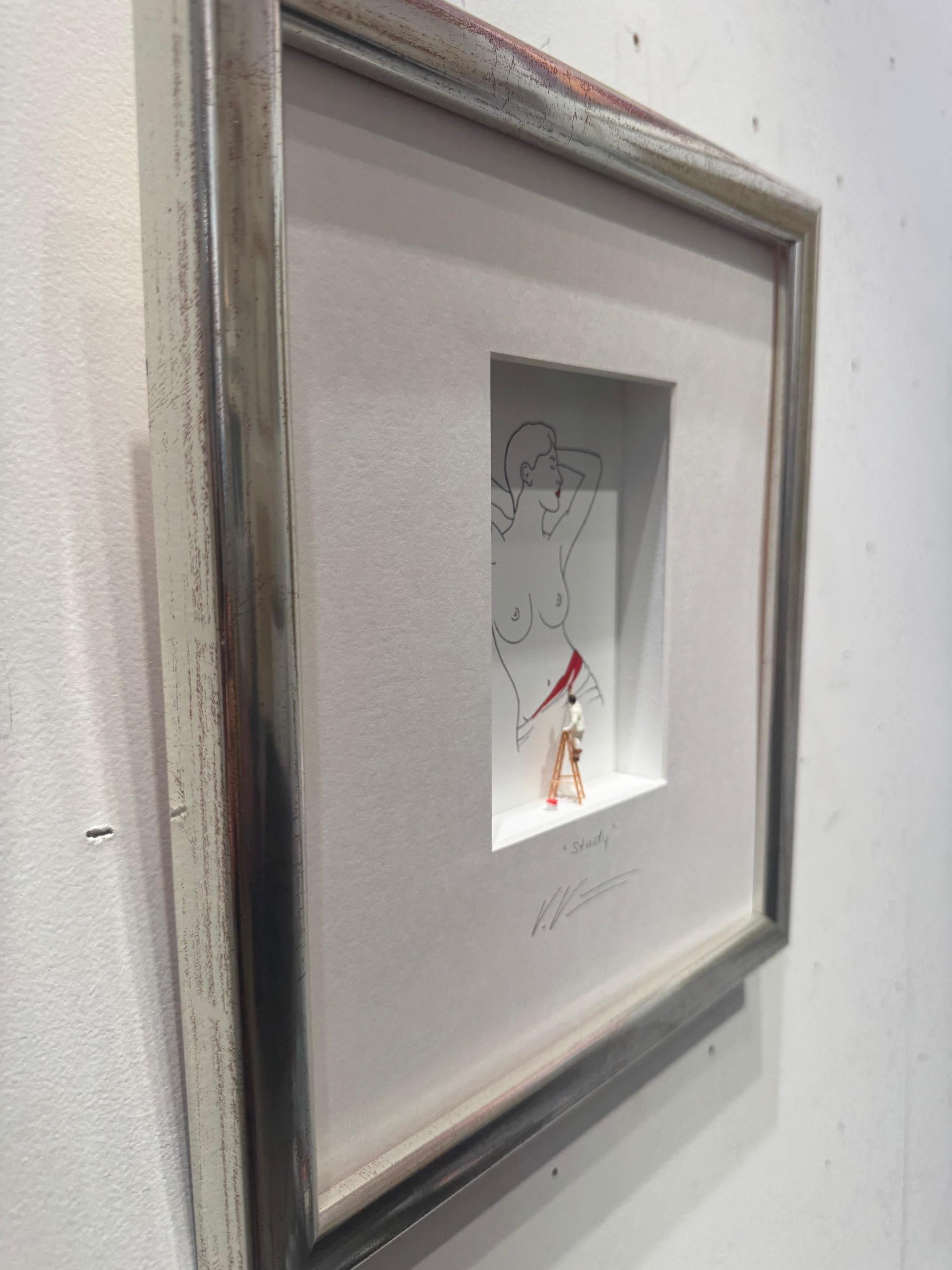 Study - contemporary minimalist art in boxes act portrait Volker Kuhn For Sale 1