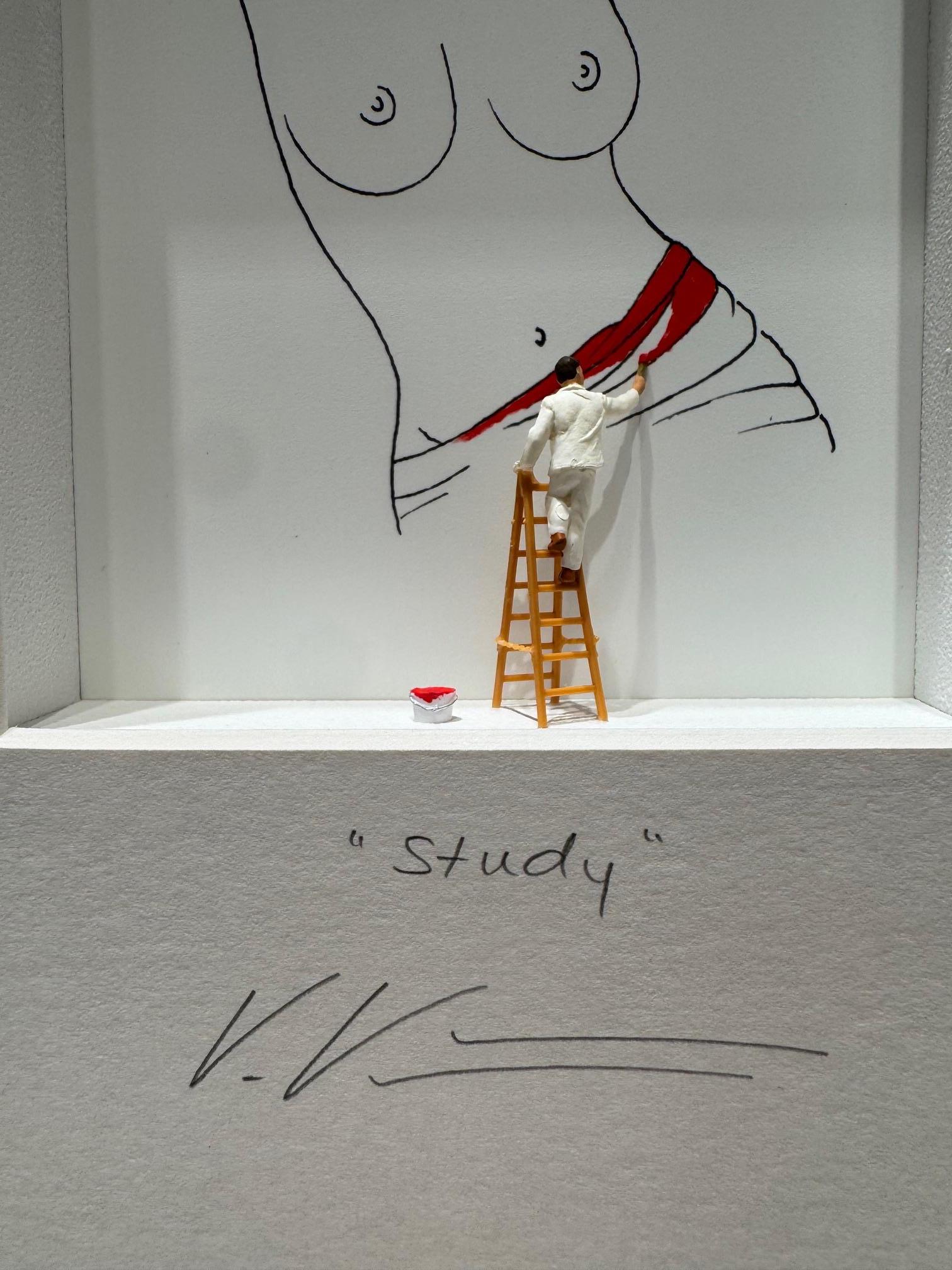 Study - contemporary minimalist art in boxes act portrait Volker Kuhn For Sale 3