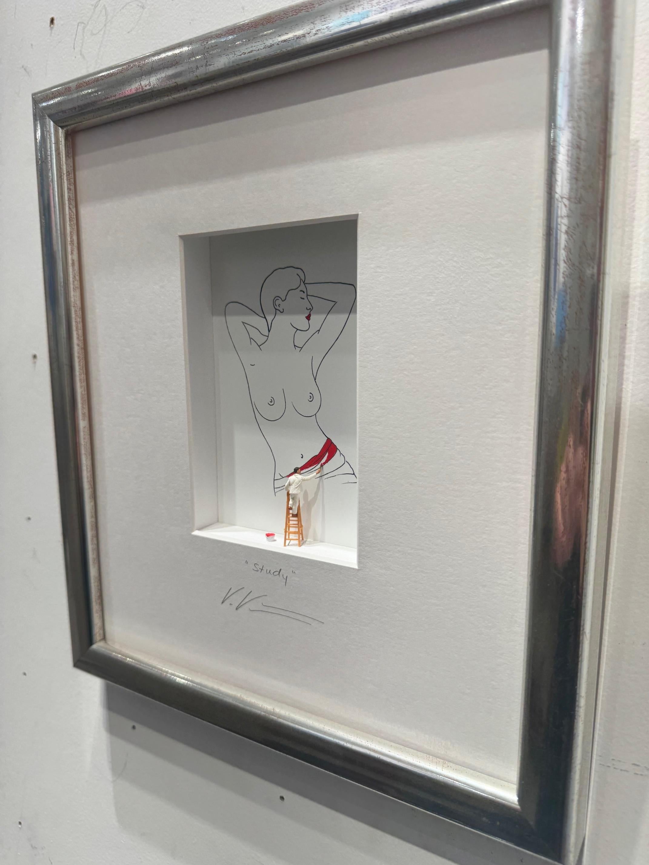 Study - contemporary minimalist art in boxes act portrait Volker Kuhn For Sale 4