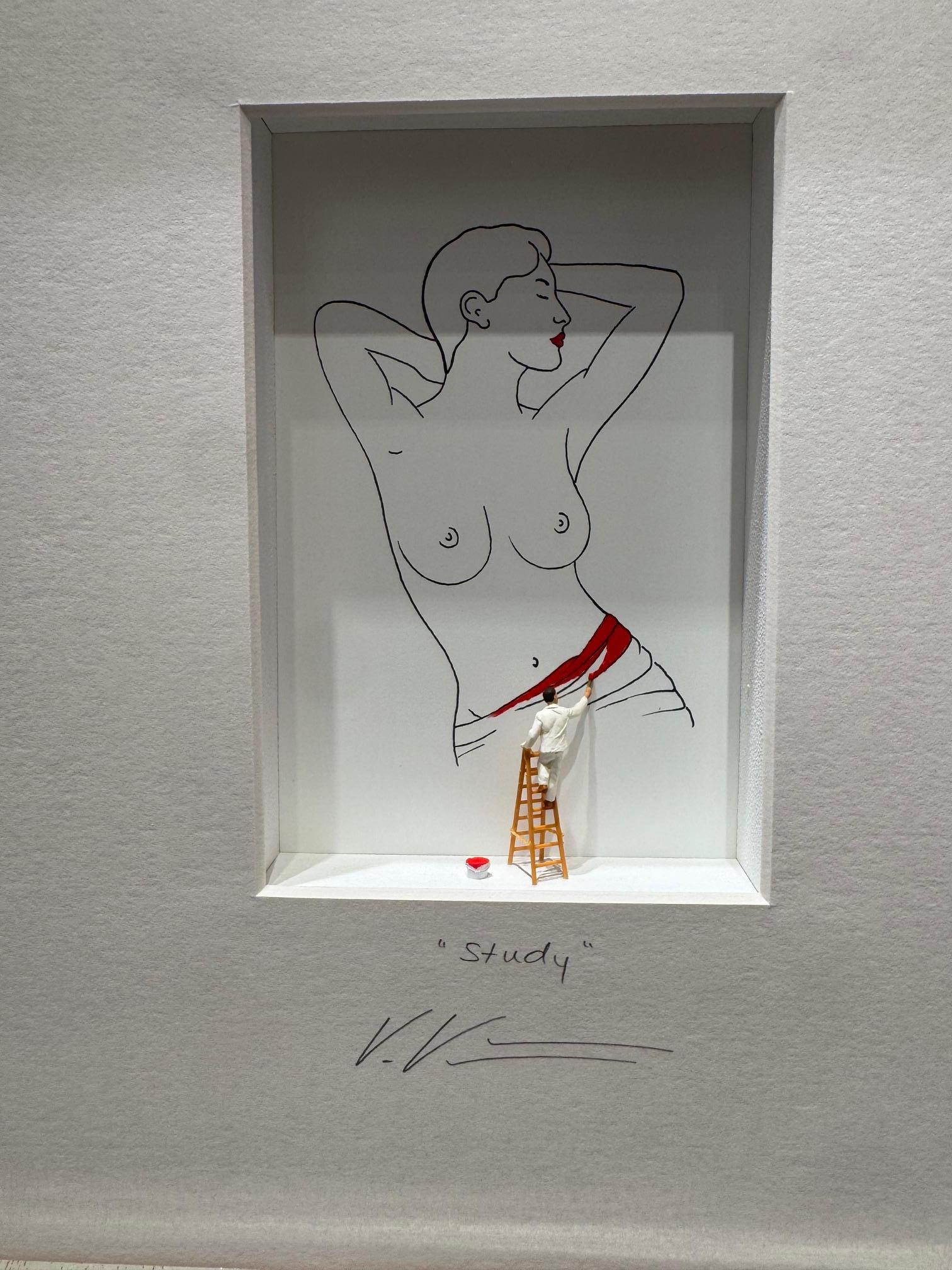 Study - contemporary minimalist art in boxes act portrait Volker Kuhn For Sale 5