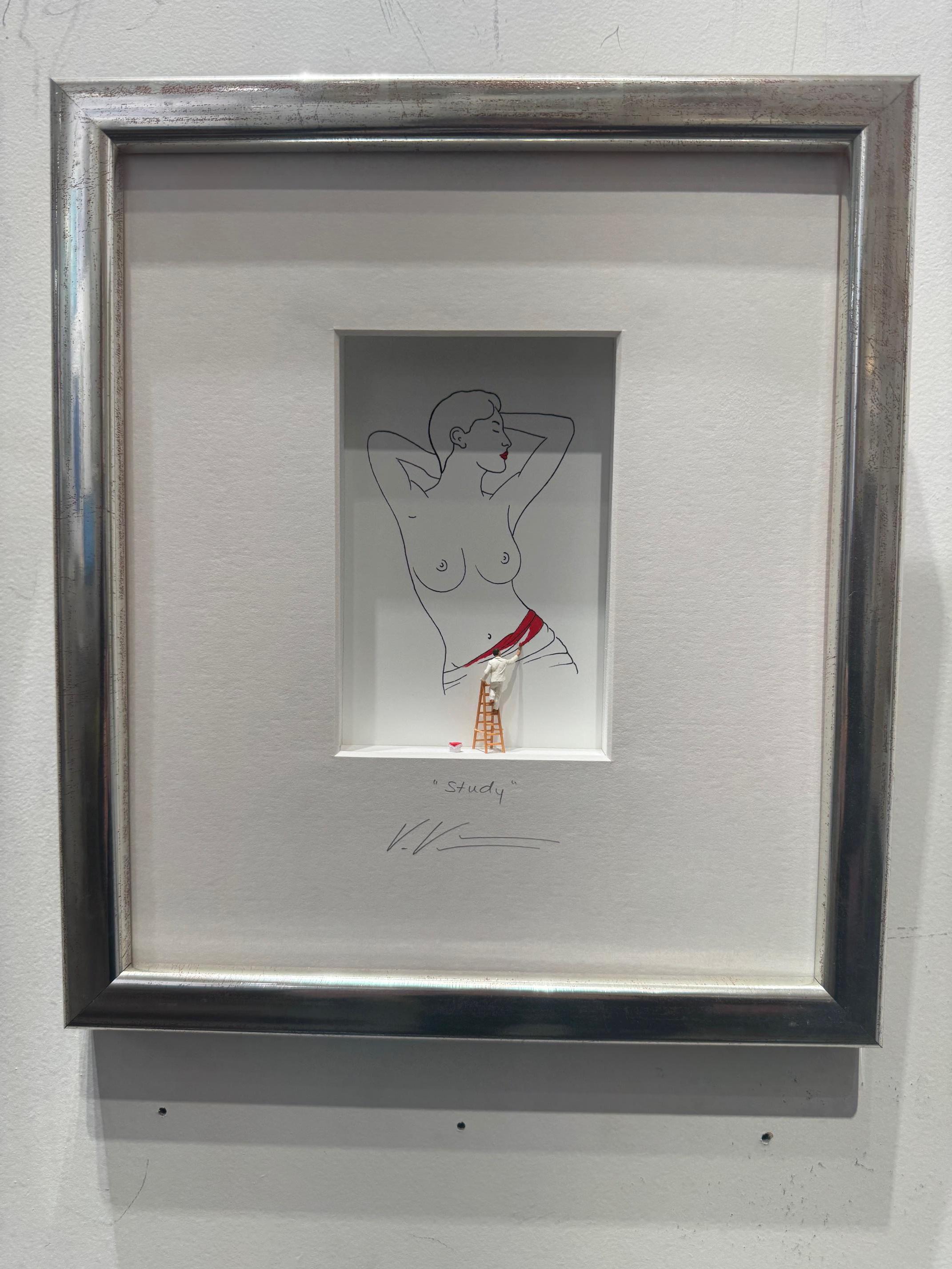 Study - contemporary minimalist art in boxes act portrait Volker Kuhn For Sale 6