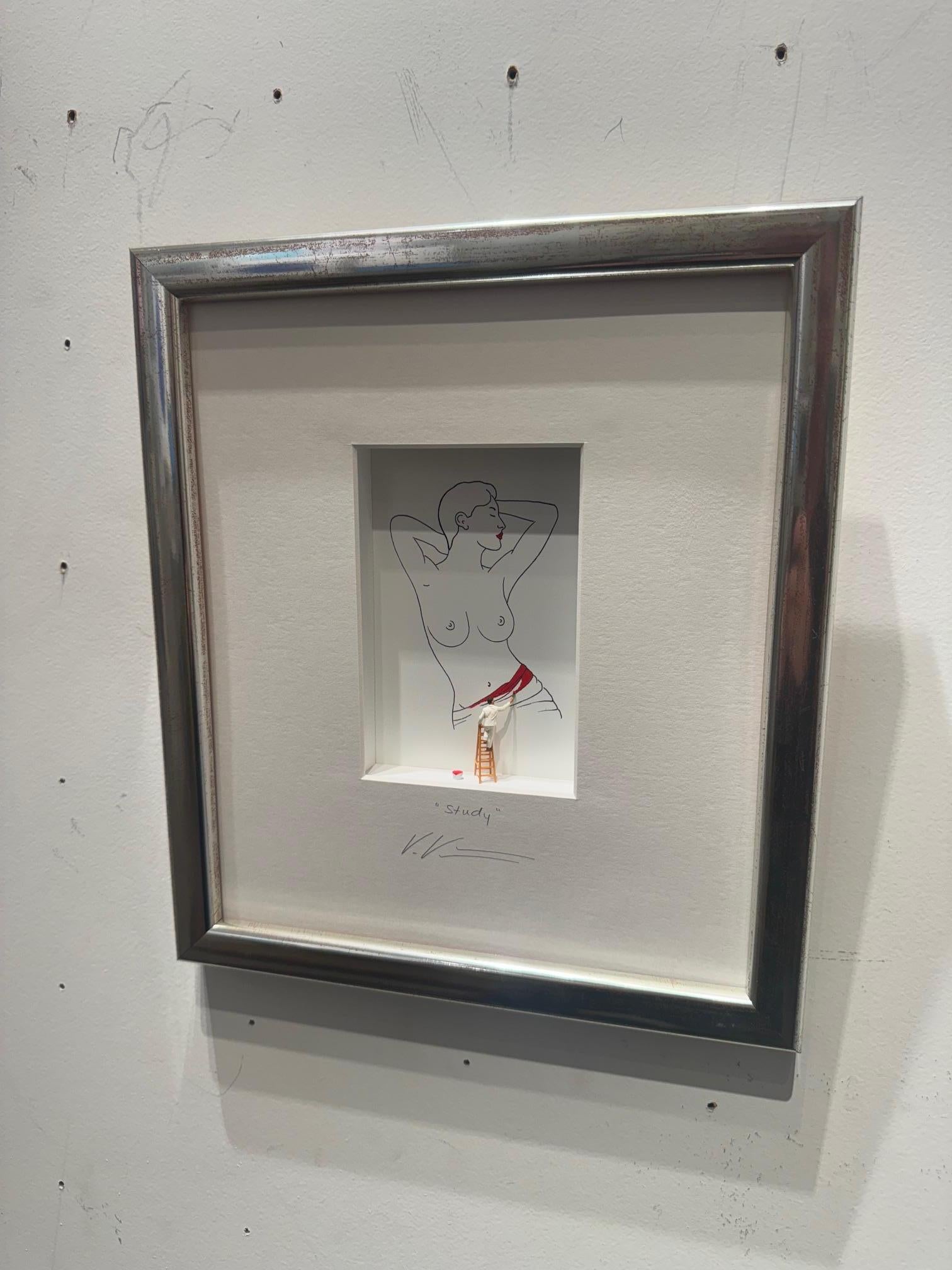 Study - contemporary minimalist art in boxes act portrait Volker Kuhn For Sale 8