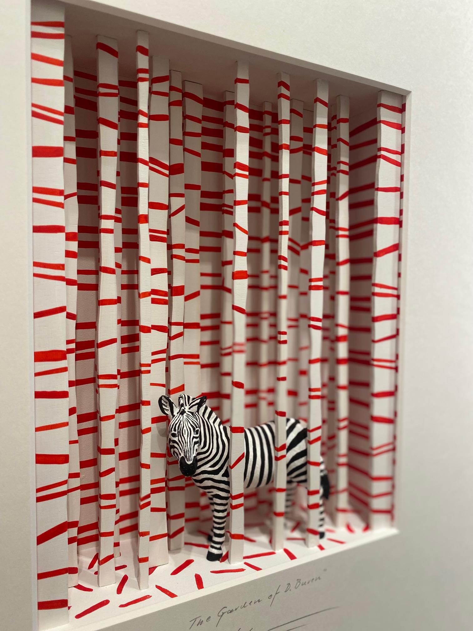 The Garden of Buren- contemporary art work, design tribute to Daniel Buren Zebra - Assemblage Mixed Media Art by Volker Kuhn