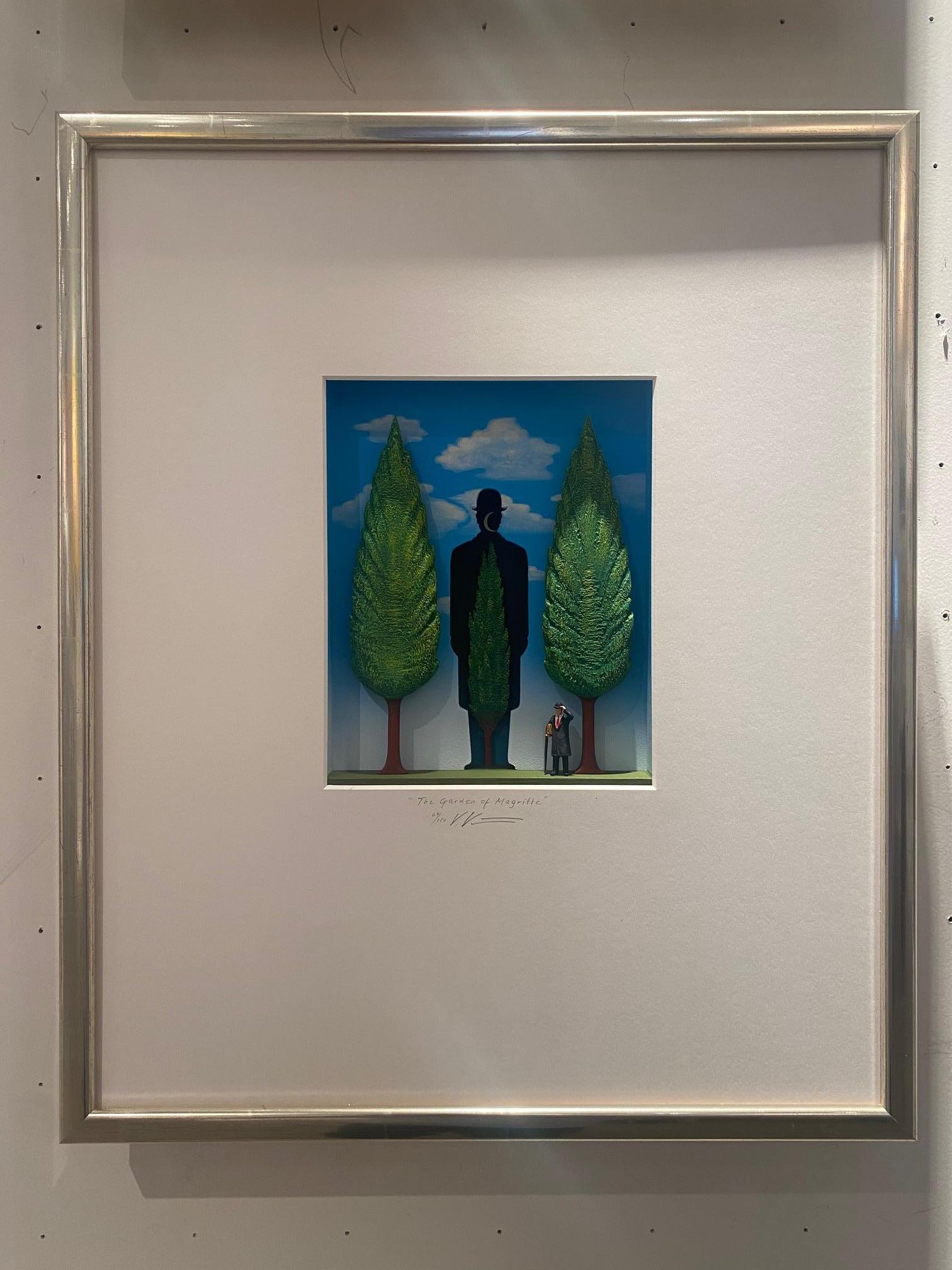 The Garden of Magritte (Le jardin de Magritte) - œuvre d'art contemporaine hommage au surréalisme belge  - Assemblage Mixed Media Art par Volker Kuhn