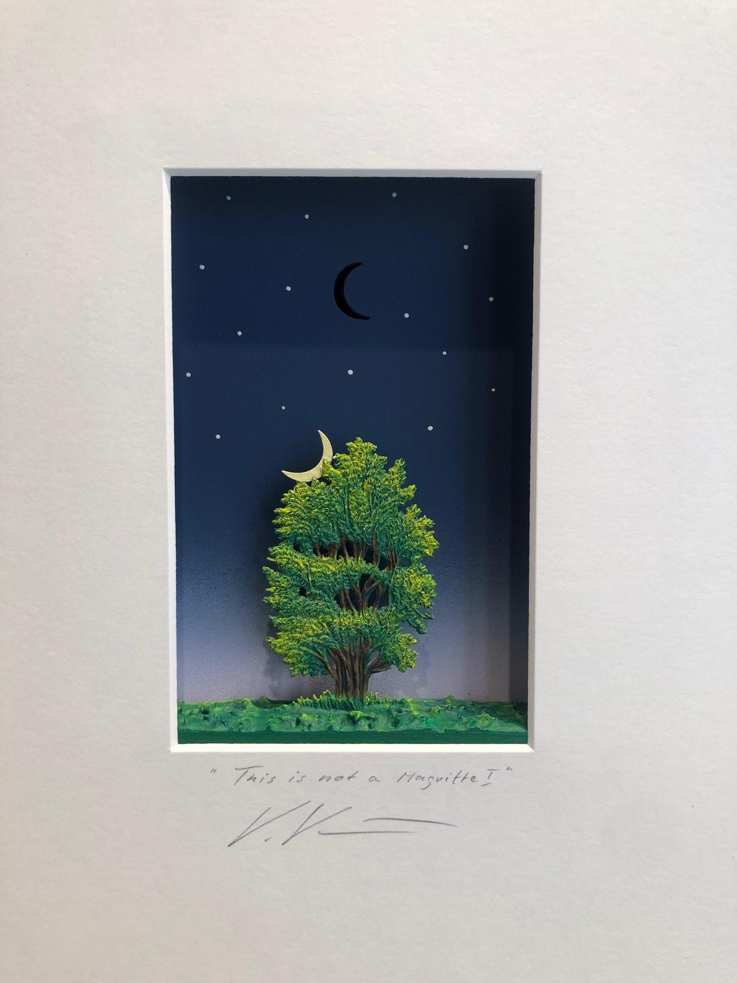 Dies ist kein Magritte I - zeitgenössisches Kunstwerk, Hommage an Magritte Malerei – Mixed Media Art von Volker Kuhn