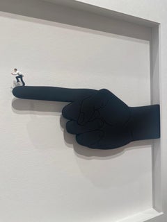 This Way - contemporary original art in boxes whimsical artwork by Volker Kuhn