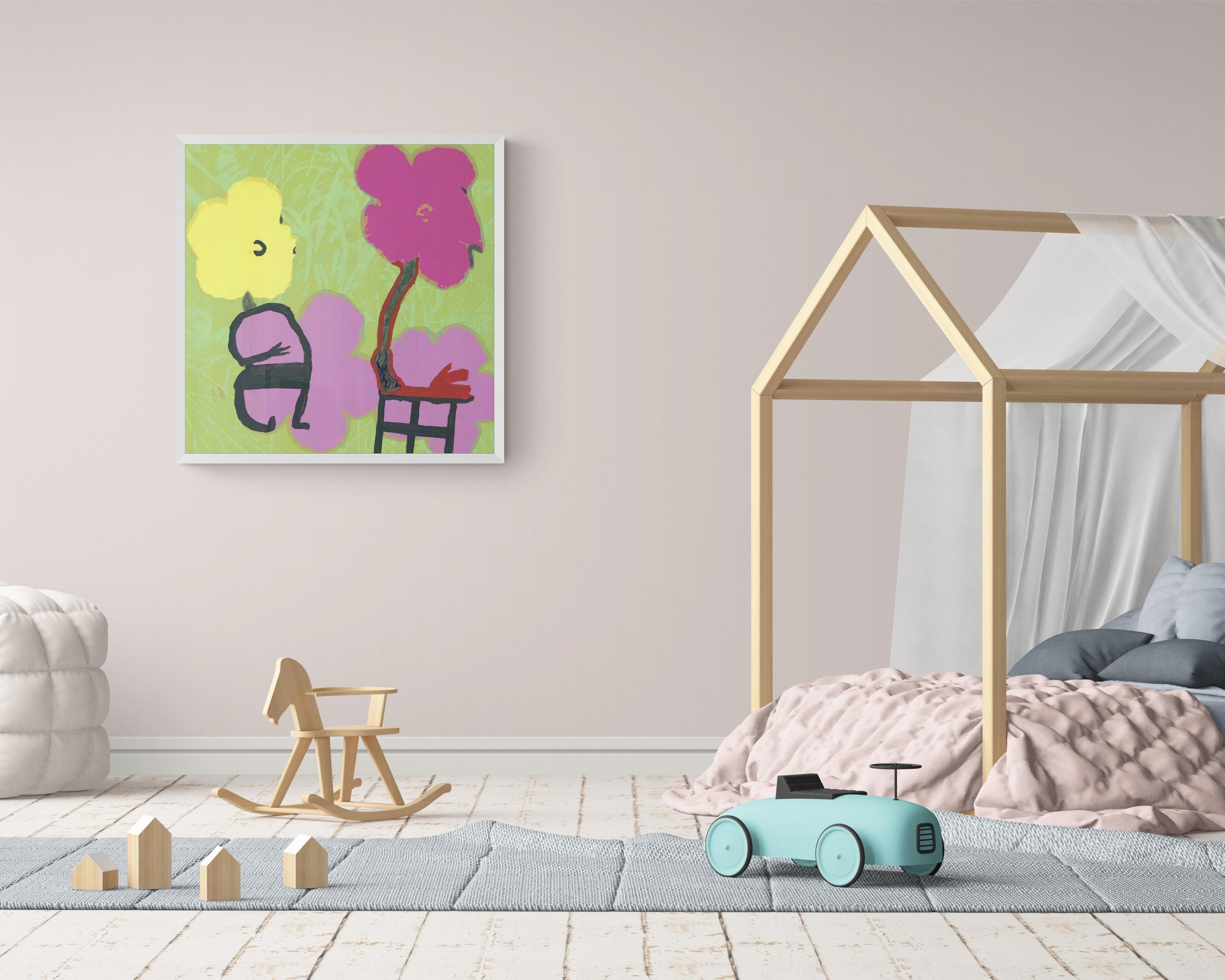 Blumenmonster (Gestural Abstraction, Floral, Warhol, Persiflage, Colorful) For Sale 1