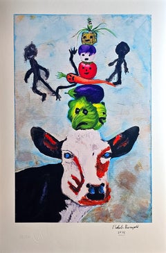 Vegetable Cow (Contemporary, Outsider Art, ~25% OFF + FREE CONUS SHIPPING)