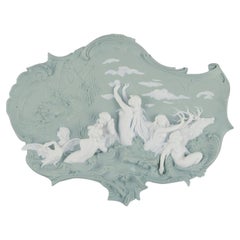 Volkstedt, Germany. Large Art Nouveau wall relief in biscuit/jasperware.