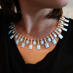 VOLMER BAHNER Collier moderniste danois émaillé bleu en argent sterling .925, 1970
