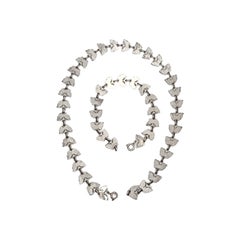 Volmer Bahner, collier et bracelet papillon en argent sterling et émail vert n° 16436