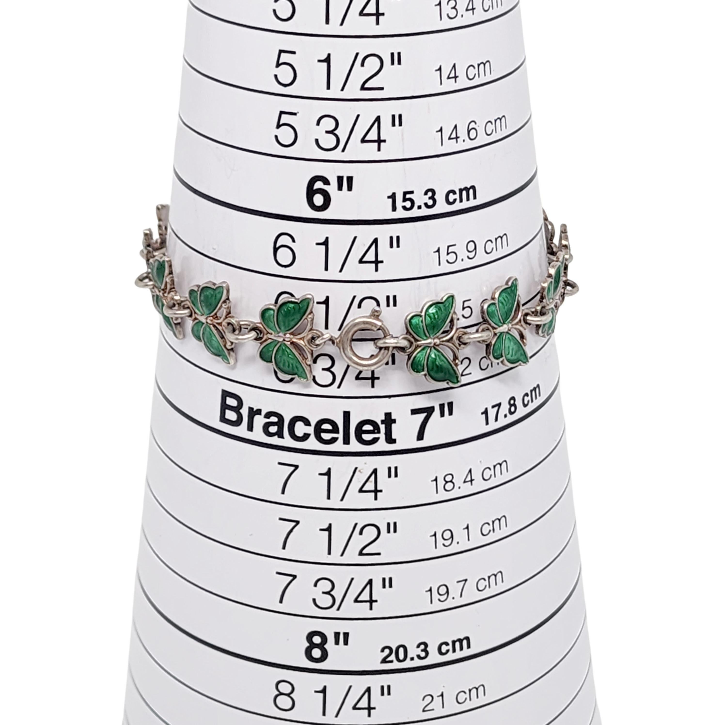 Volmer Bahner Sterling Silver Green Enamel Butterfly Necklace & Bracelet #16436 For Sale 2