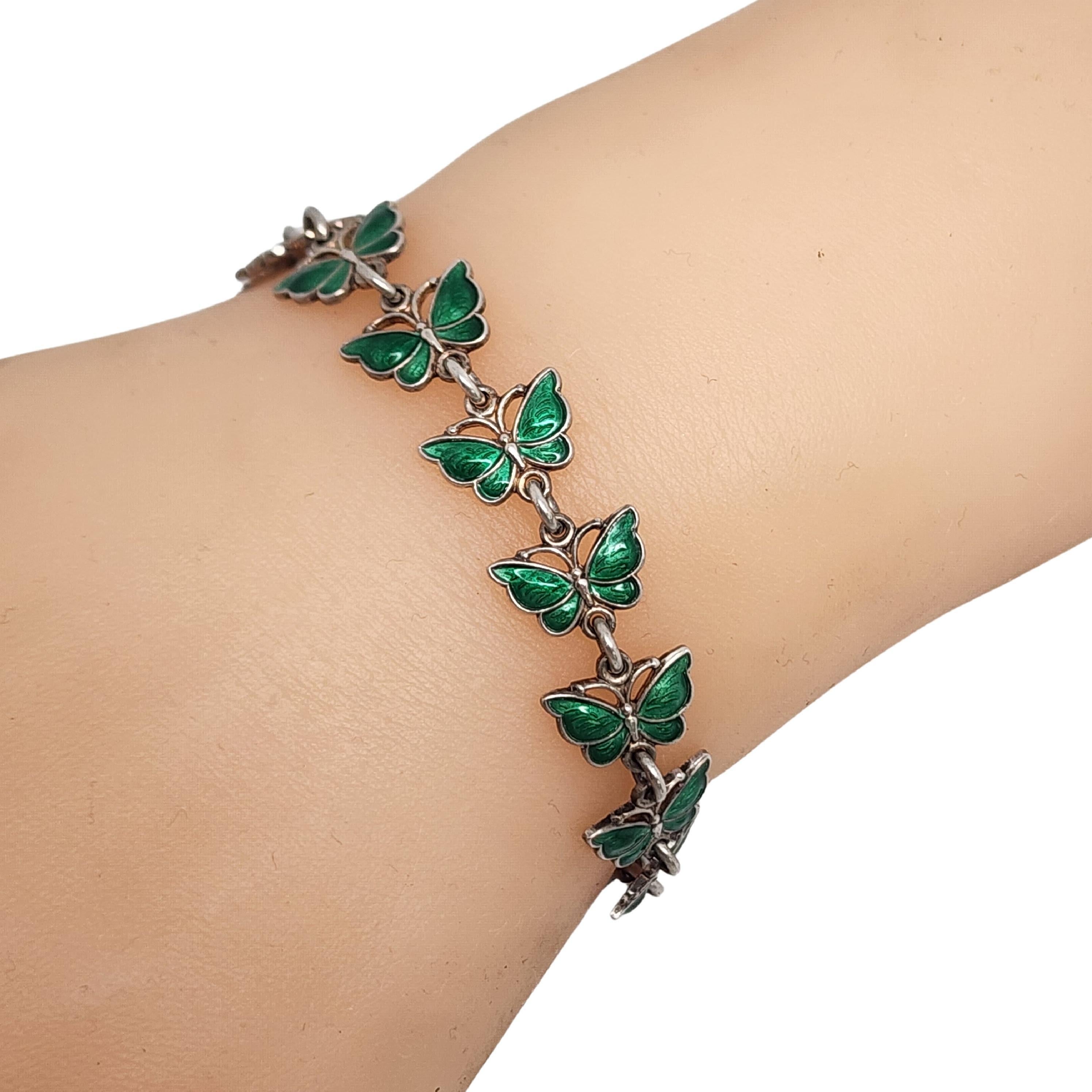 Volmer Bahner Sterling Silver Green Enamel Butterfly Necklace & Bracelet #16436 For Sale 3