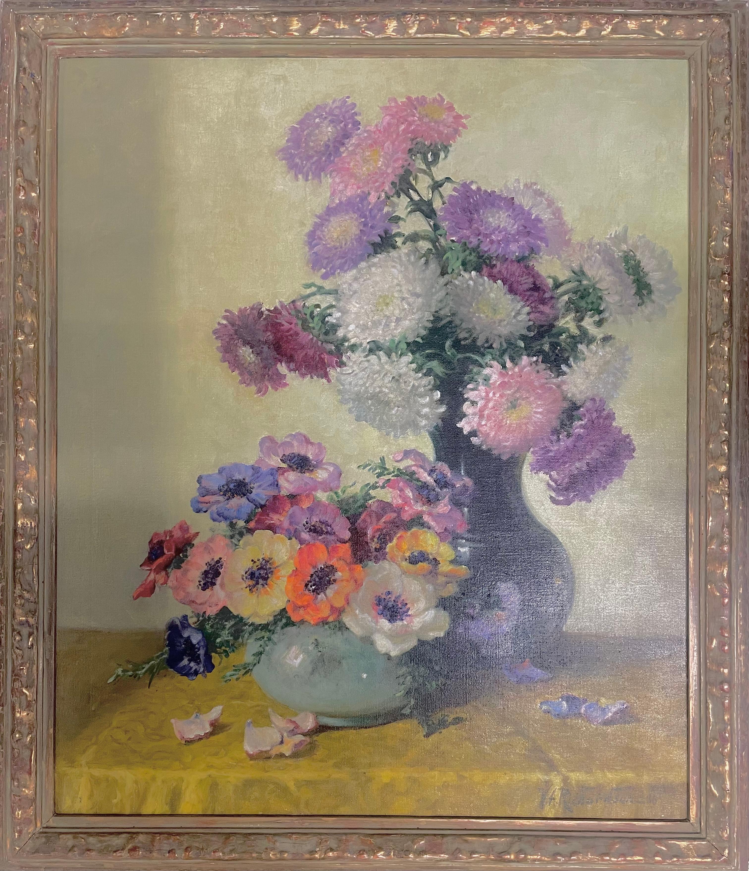 Anemone und Chrysantheme – Painting von Volney Allan Richardson