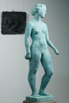 Eva - Figurative Sculpture Woman Bronze Green Patina