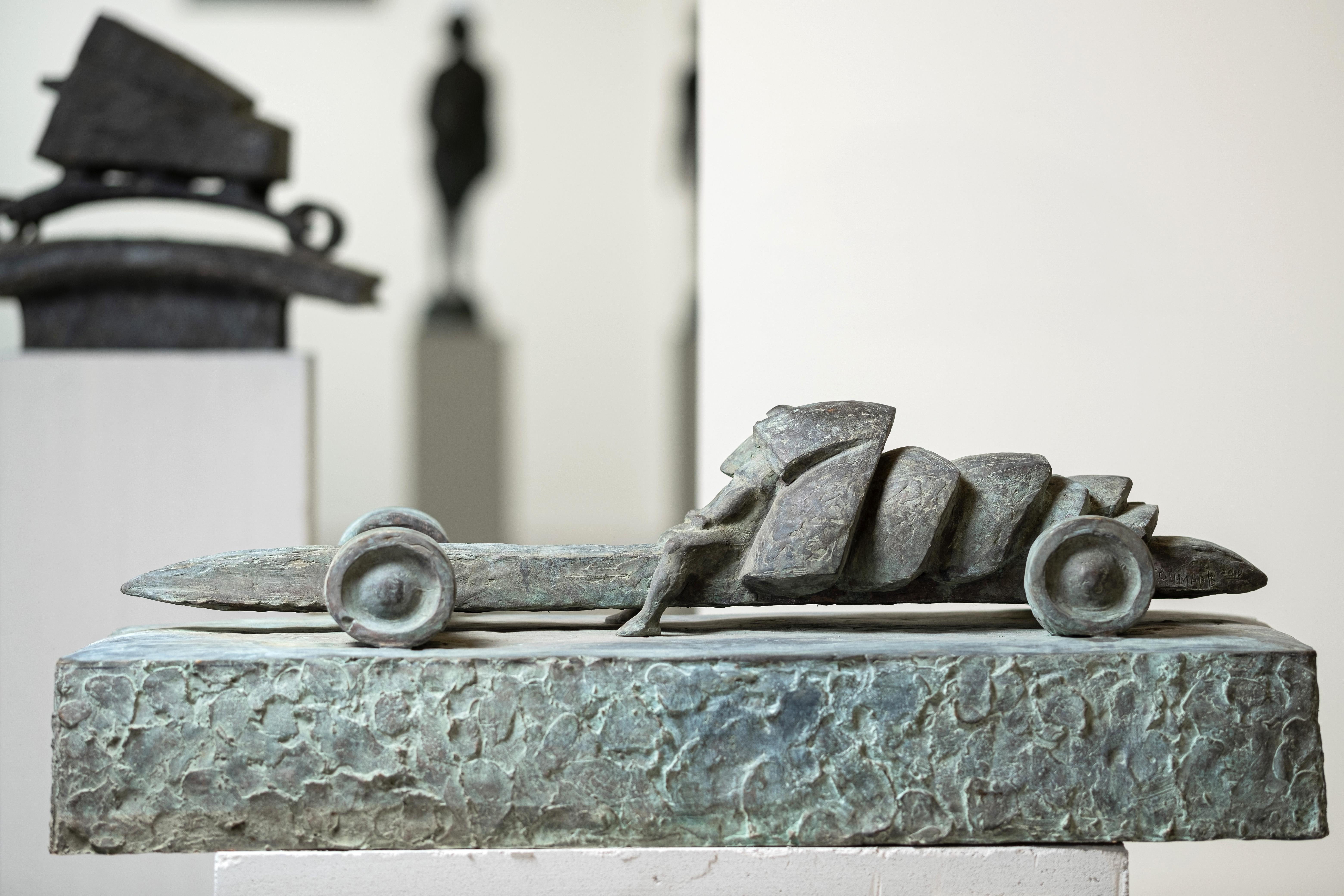 Volodymyr Kochmar Figurative Sculpture -  Racer of Silver Dream - Bronze Sculpture