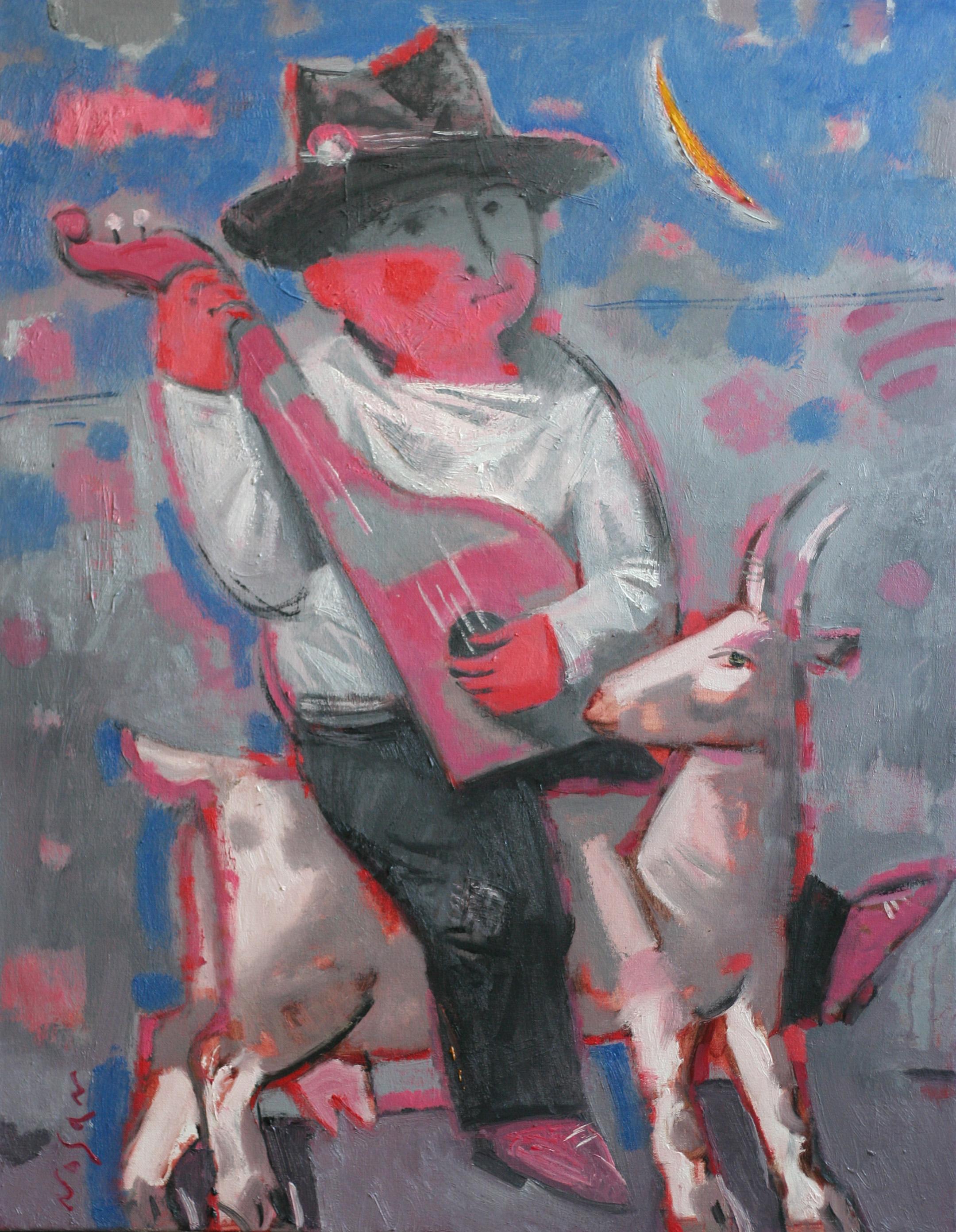 Volodymyr Nosan Figurative Painting - If he Knew, he Took a Goat, Got Married, Got up in the Morning, Got Drunk