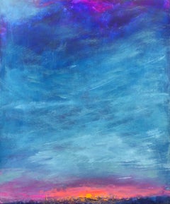 Abstract contemporary painting on canvas - landscape, skyscape, sky, sunrise