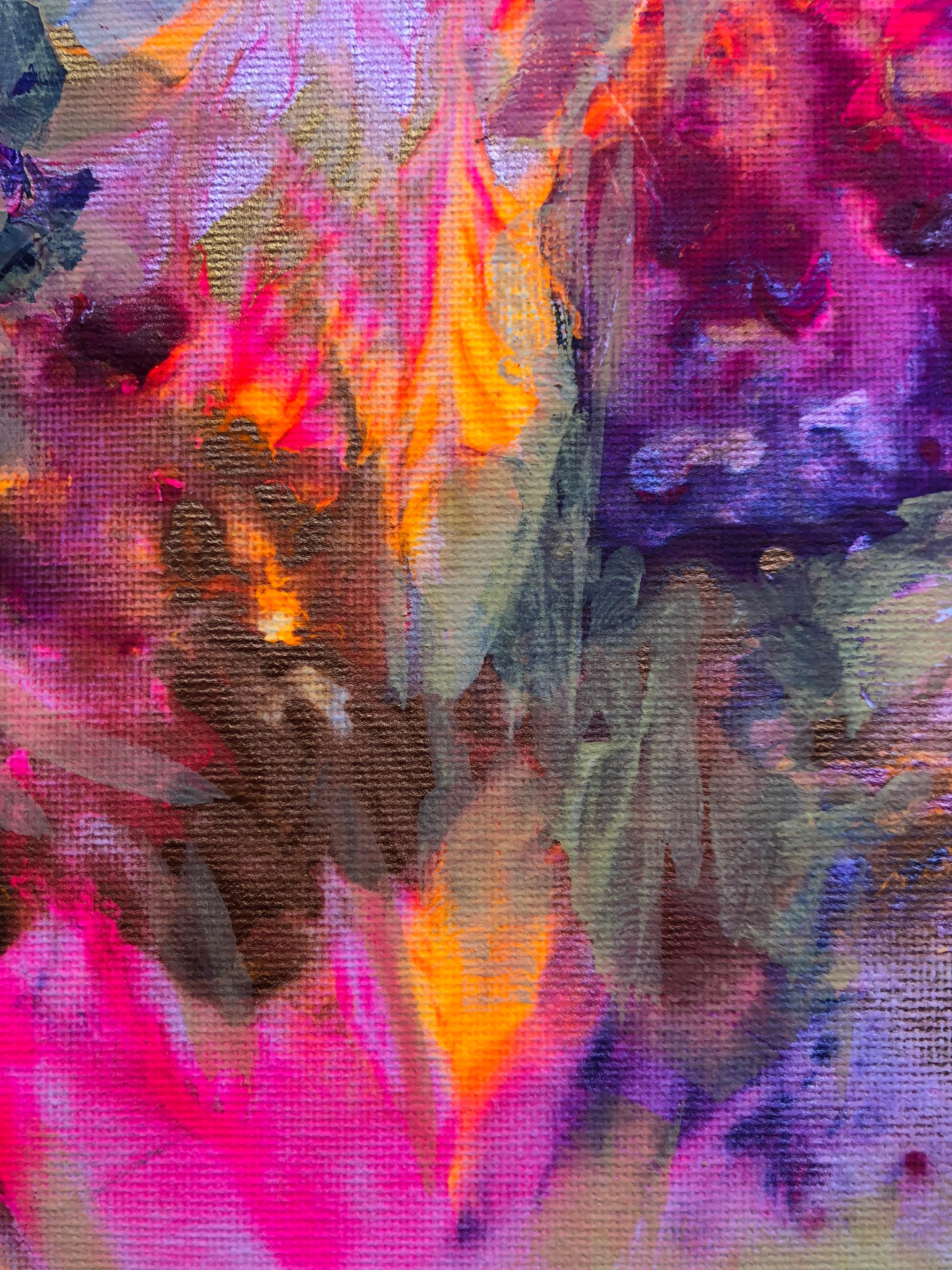 Contemporary art 21st century - painting on canvas - purple, orange, blue For Sale 1