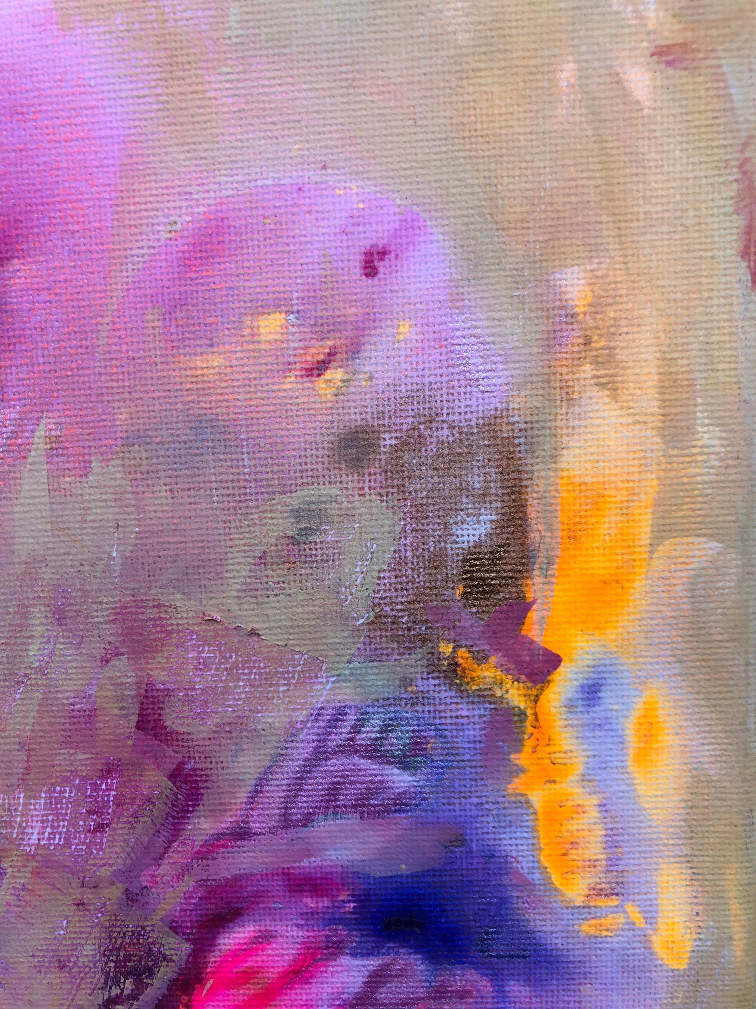 Contemporary art 21st century - painting on canvas - purple, orange, blue For Sale 5