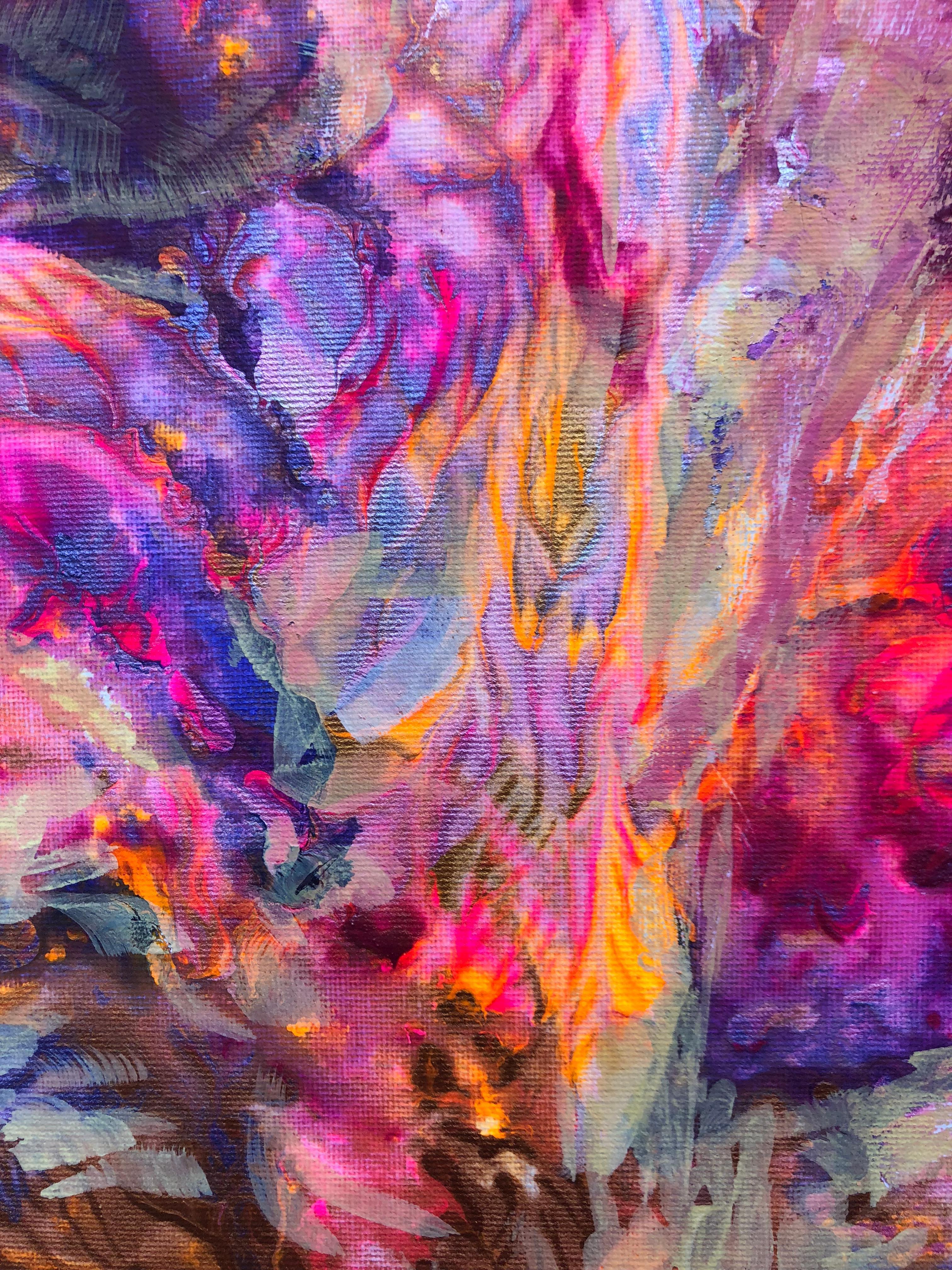 Contemporary art 21st century - painting on canvas - purple, orange, blue For Sale 6