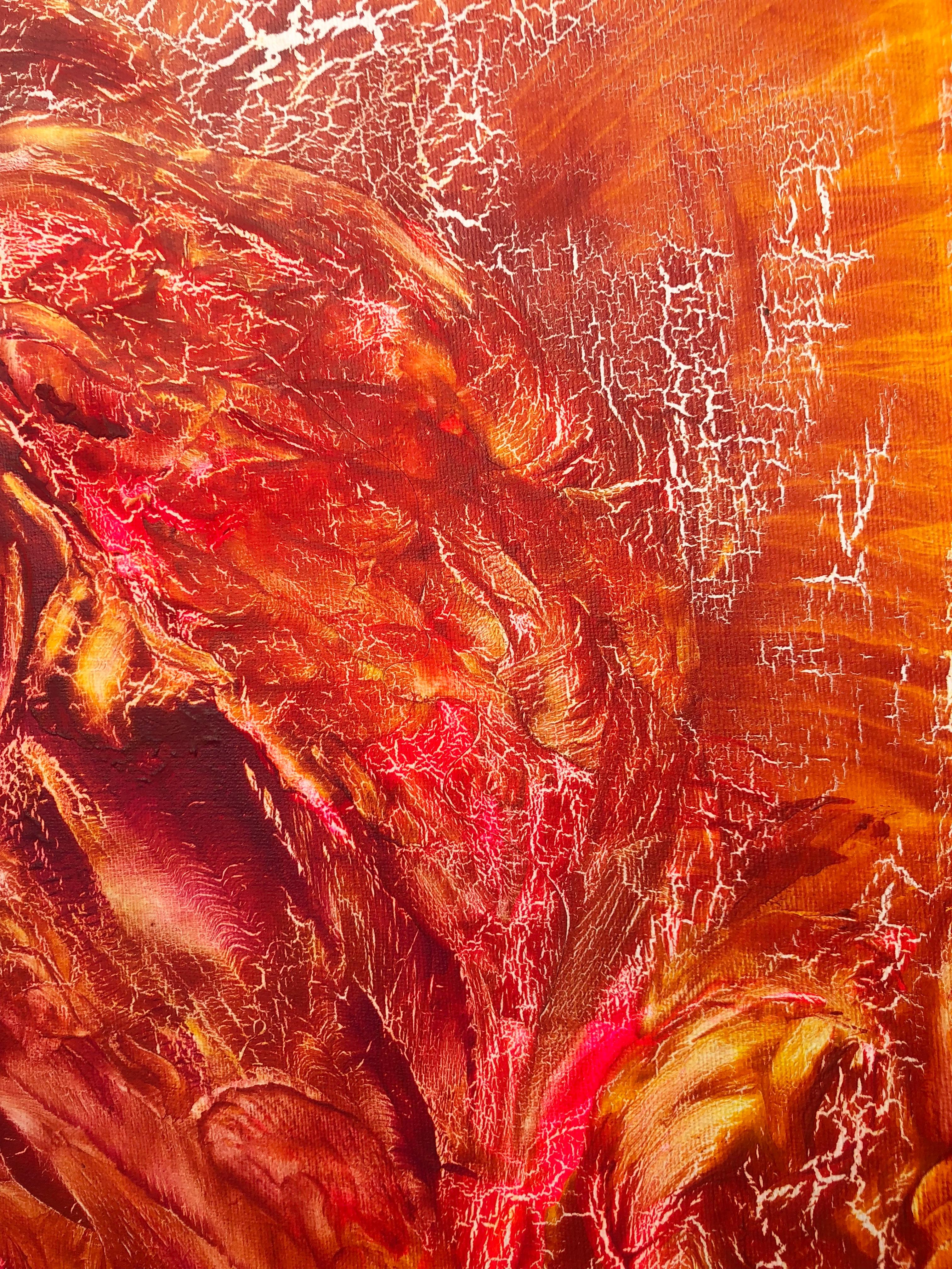 Oil painting on canvas -  contemporary art 21st century - red, orange, yellow – Painting von Volodymyr Zayichenko