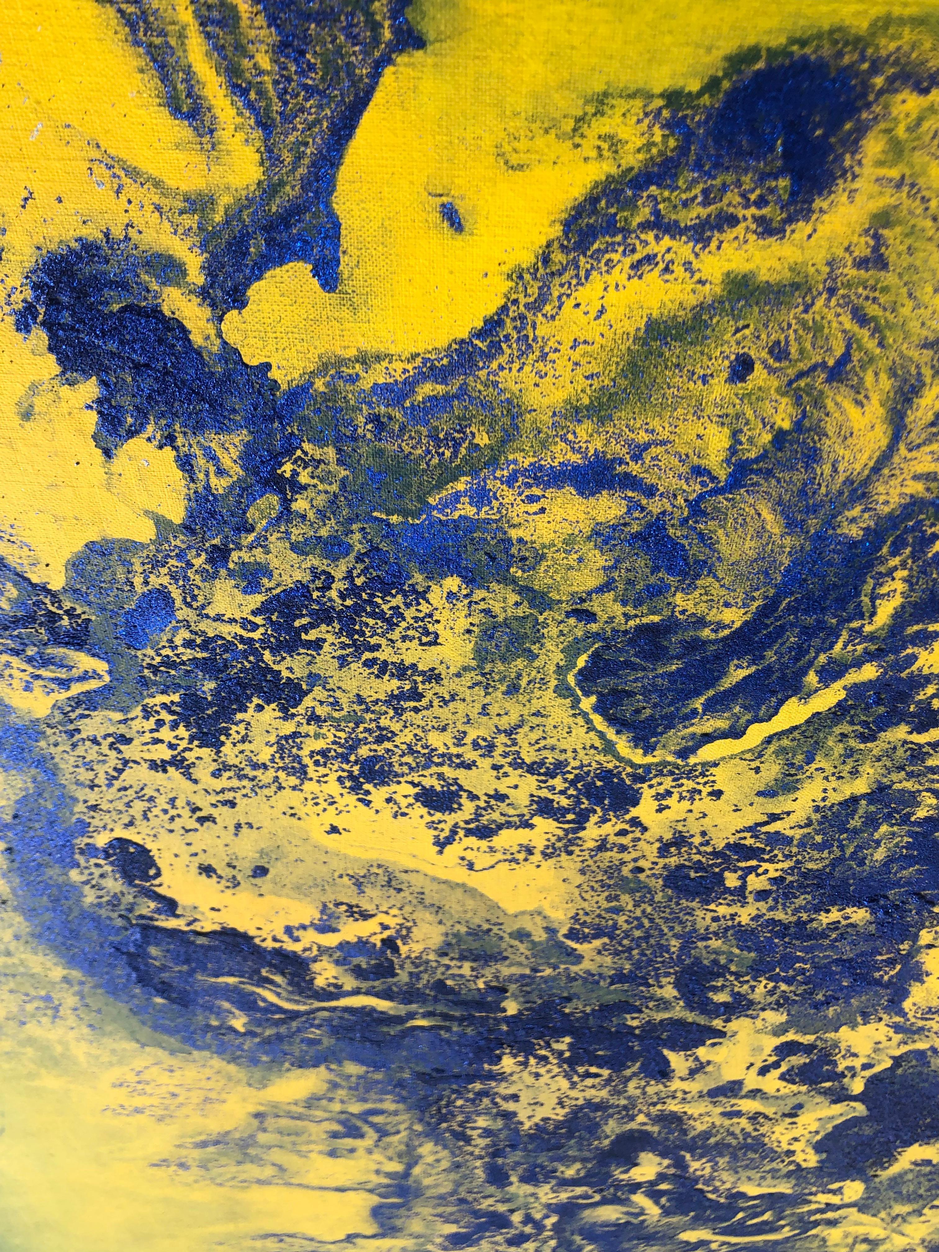 Contemporary art - 21st century painting on linen canvas - Blue, yellow, waves
Artist: Volodymyr Zayichenko
Year of creation: 2019
Size: H 59.45 in. x W 20.08 in. x D 1.19 in.
         H 151 cm x W 51 cm x D 3 cm