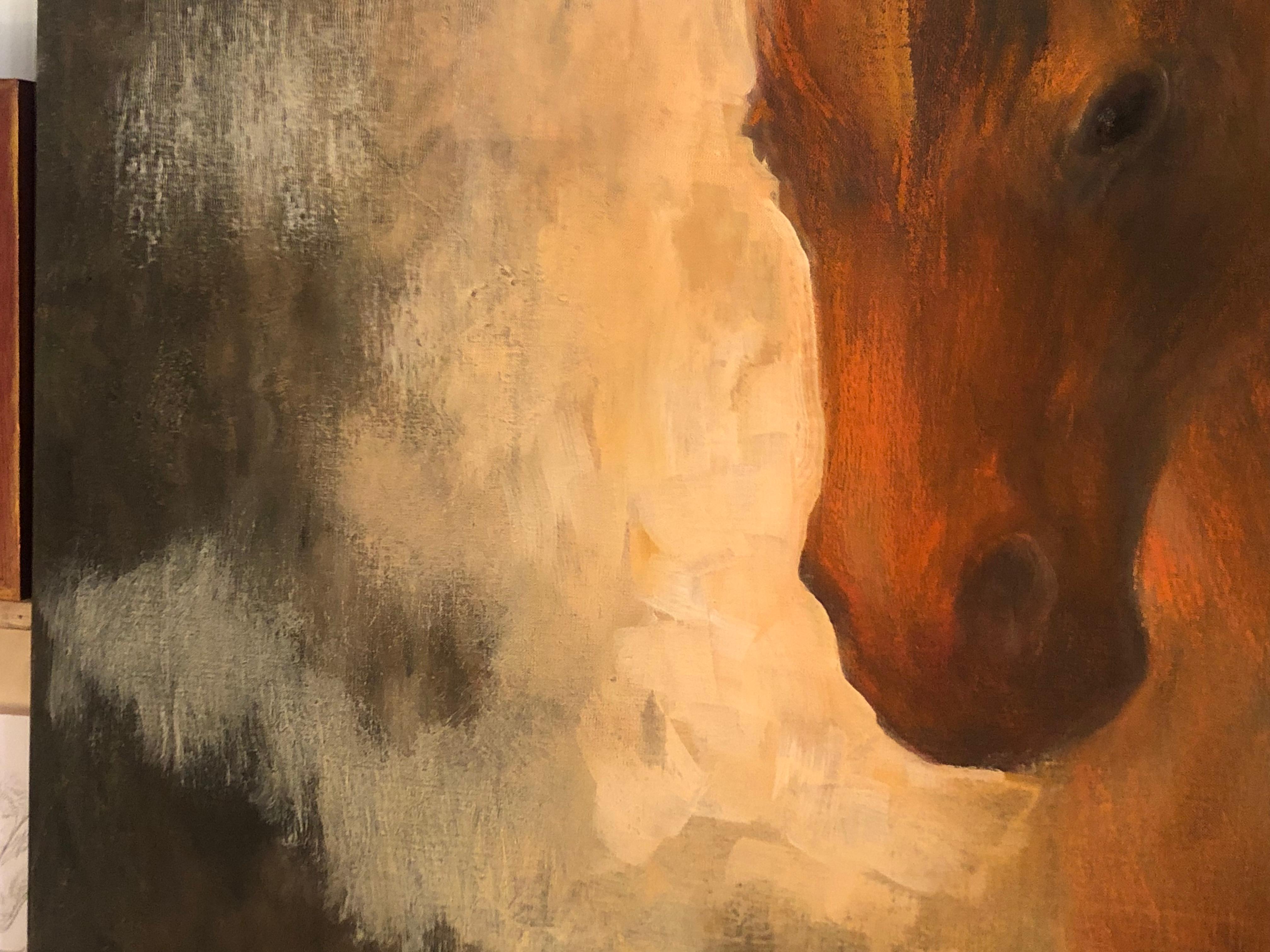 Horse and fox painting on canvas by Volodymyr Zayichenko 3