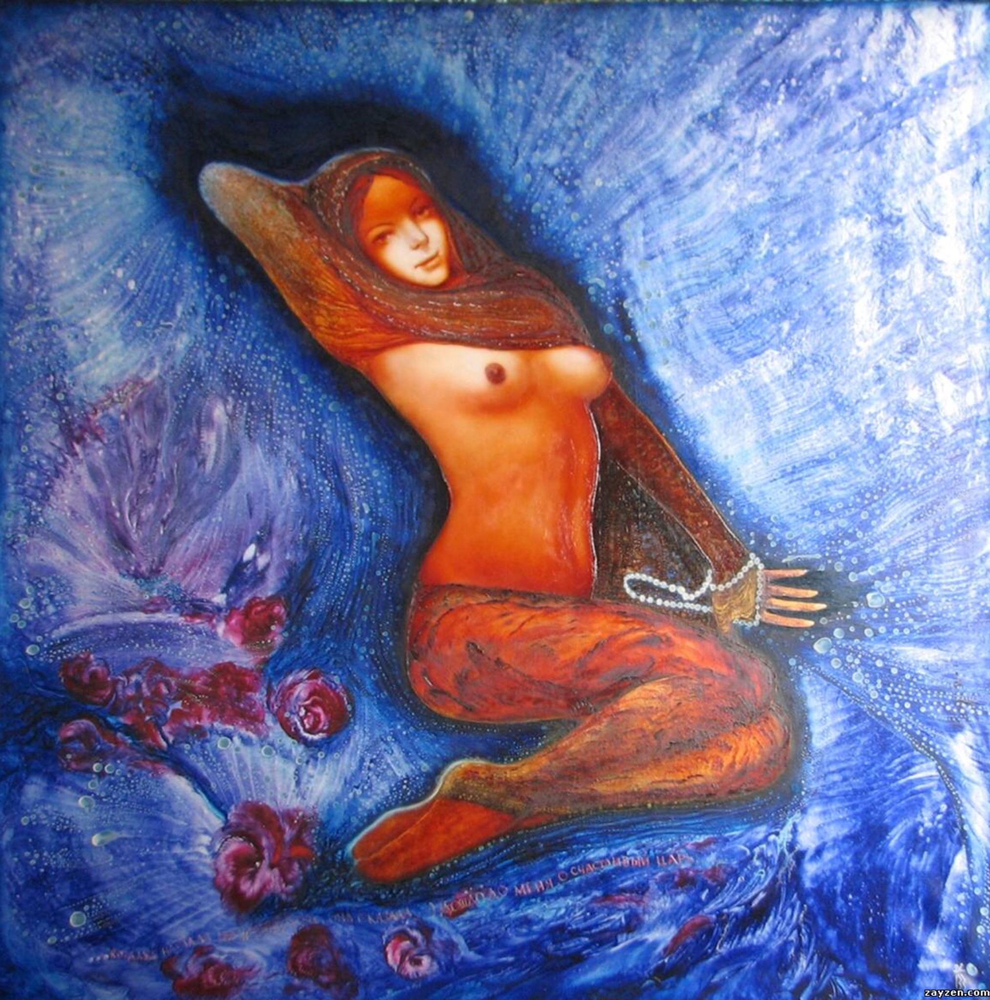 Volodymyr Zayichenko Portrait Painting - Nude art portrait oil painting pop art icon Marlyn Monroe - 1001 night tales