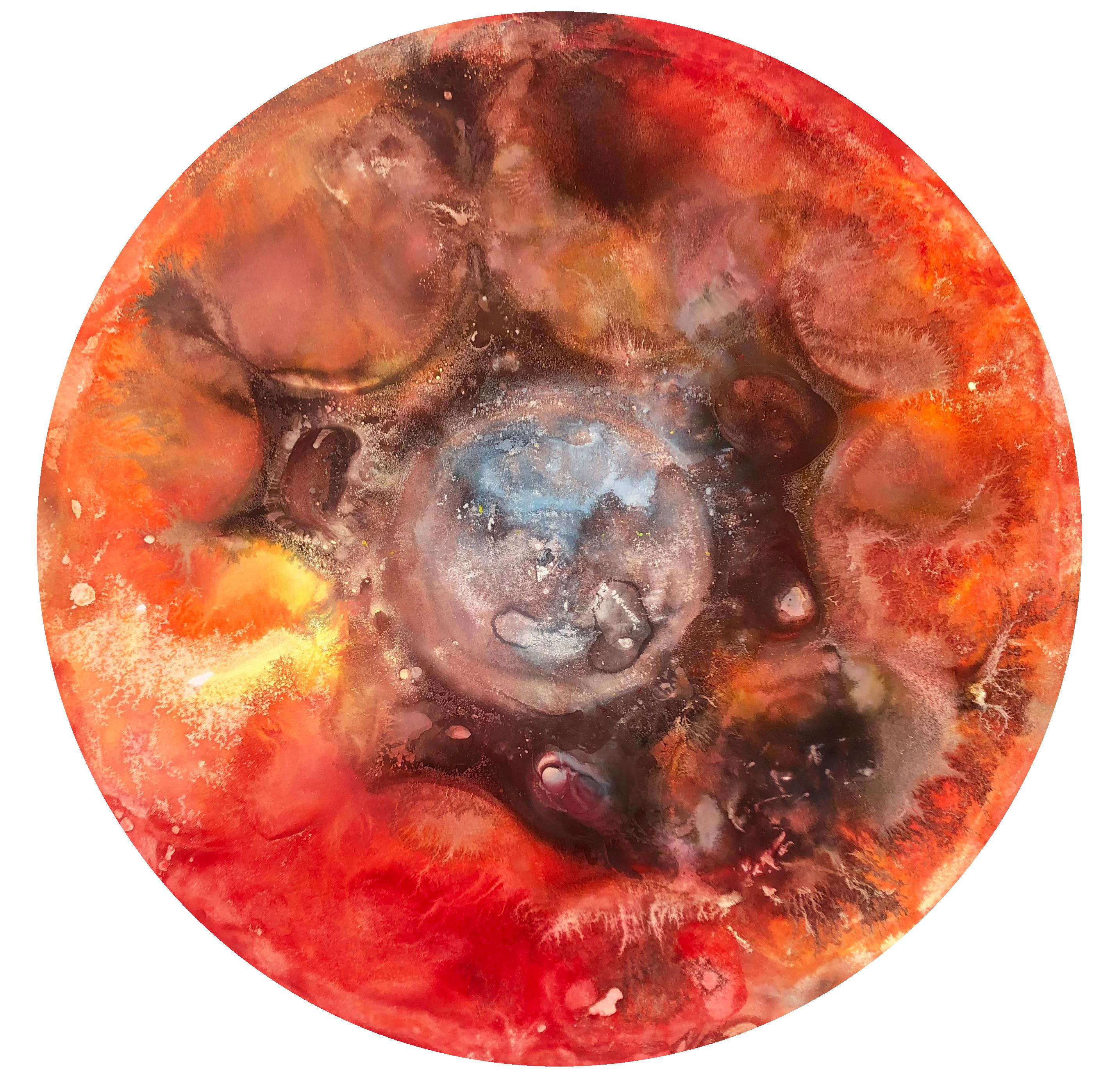 Painting on canvas 9 Unknowns 2019 Diameter 1m by Volodymyr Zayichenko
In red, brown, orange, yellow, white, blue
Available in cryptocurrencies
Unique painting on canvas is guaranteed to be included in a Catalogue Raisonne and provided with a