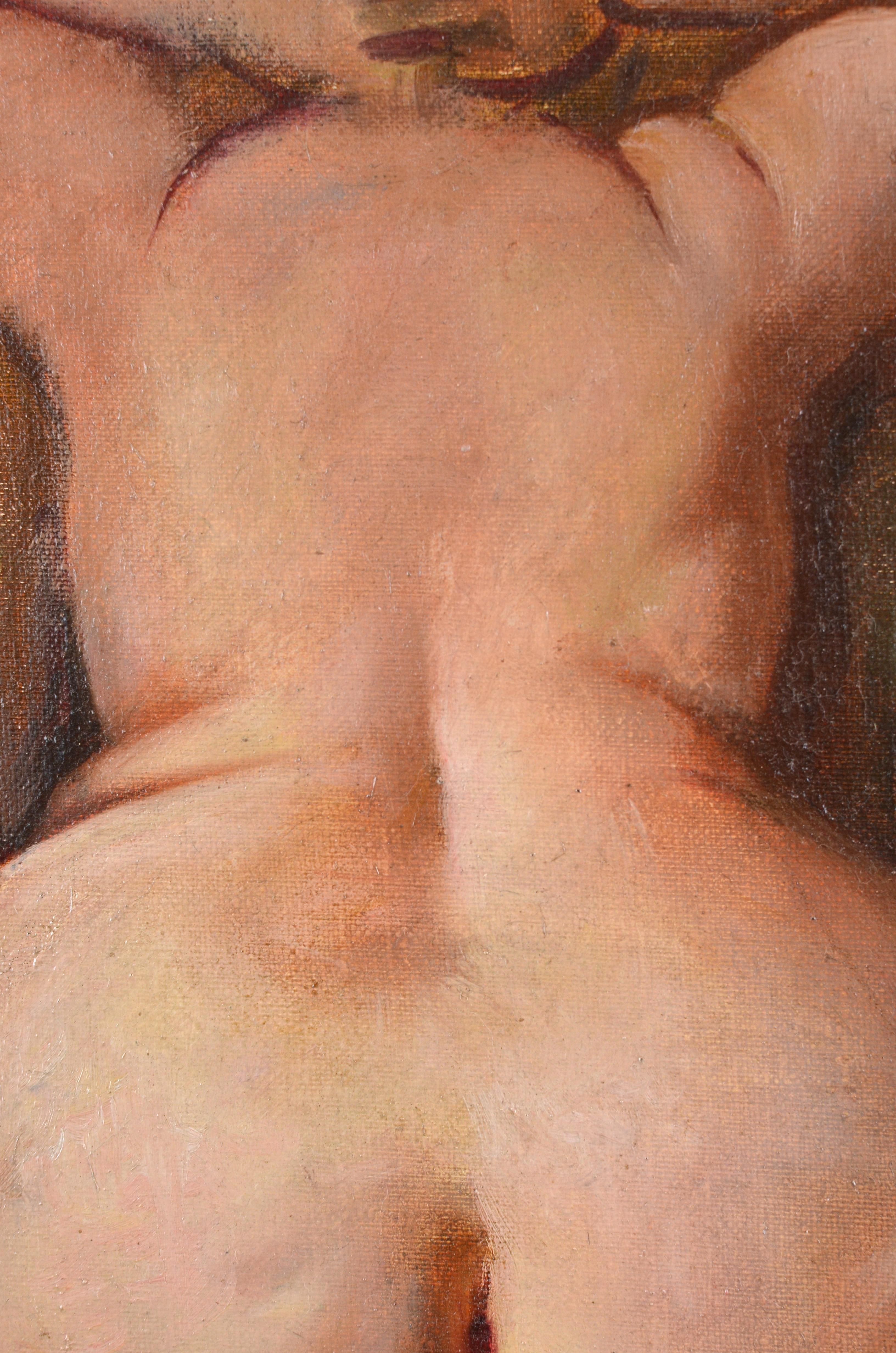 Akt, Leinwand/Hartfaserplatte/Öl, 30x40 cm, 1990 – Painting von Volodymyrs Kudojars