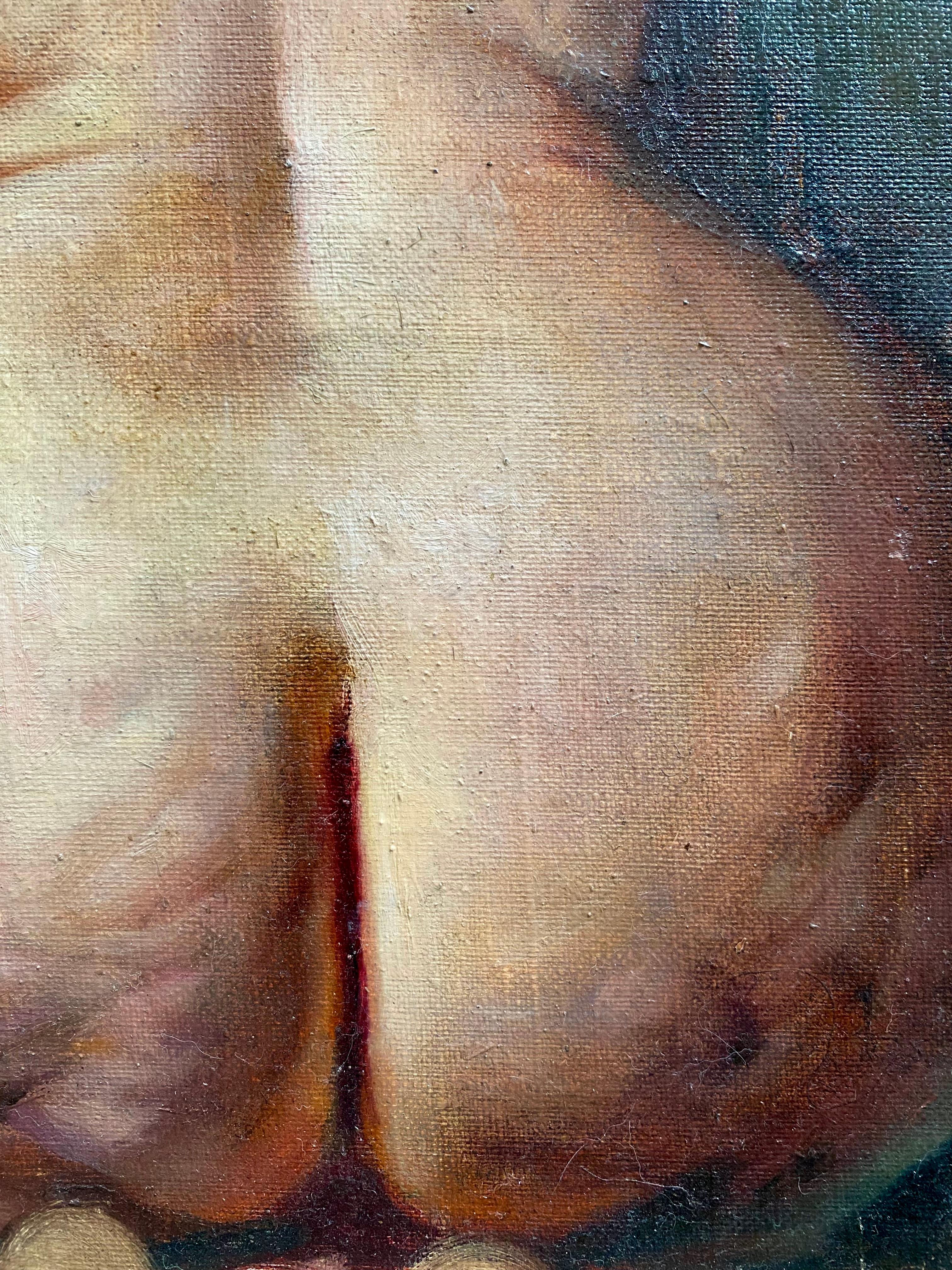 Nudo, tela/cartone/olio, 30x40 cm, 1990 - Painting Contemporaneo di Volodymyrs Kudojars