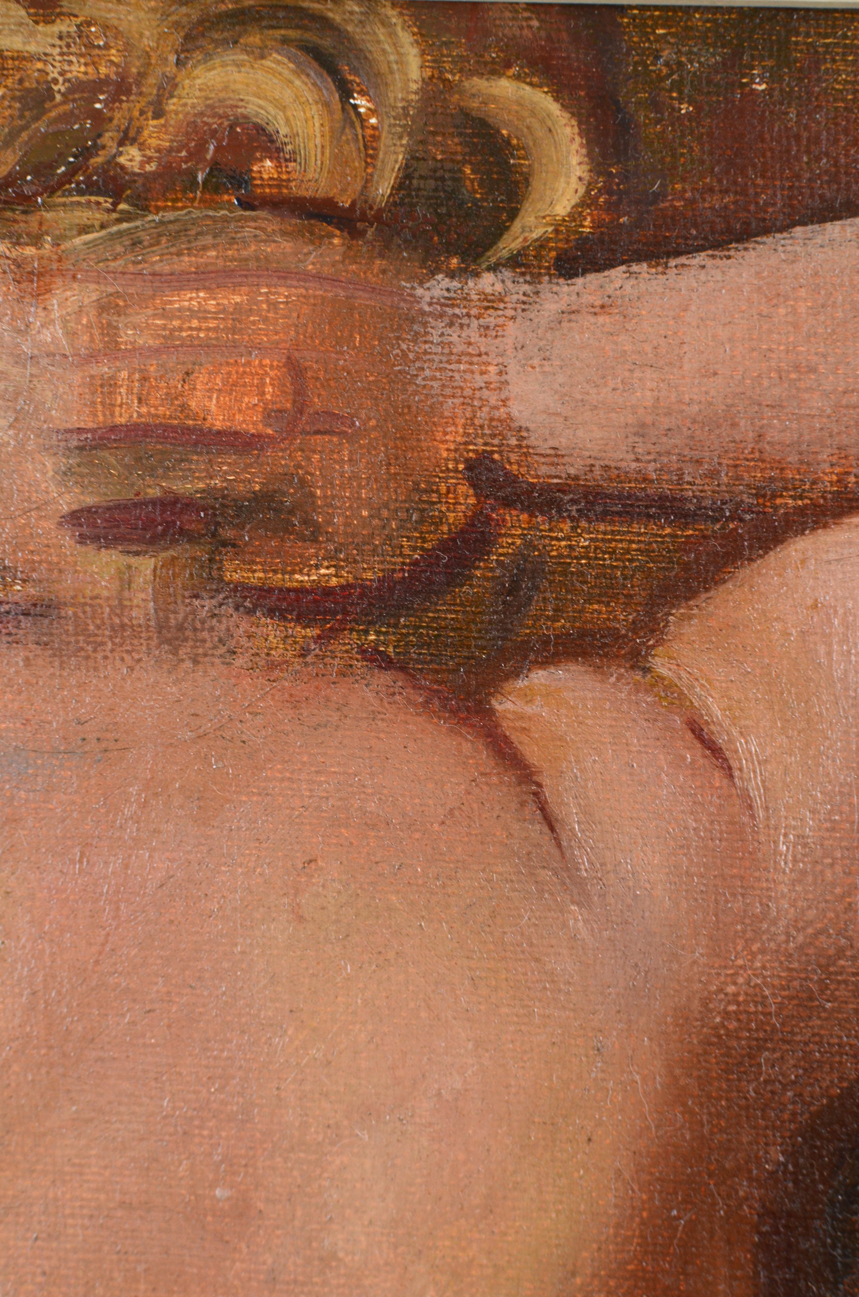 Akt, Leinwand/Hartfaserplatte/Öl, 30x40 cm, 1990 (Zeitgenössisch), Painting, von Volodymyrs Kudojars