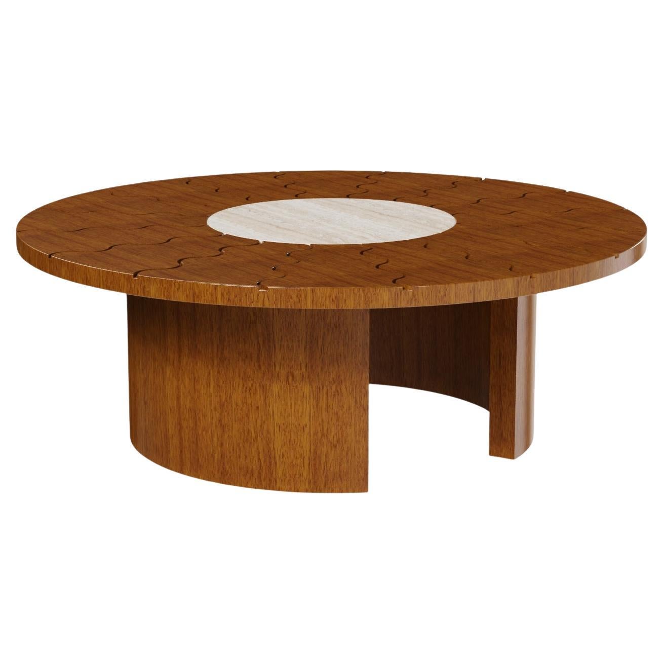 Volpe Outdoor Coffee Table - Handcrafted Iroko Wood
Carved Sculptural Top